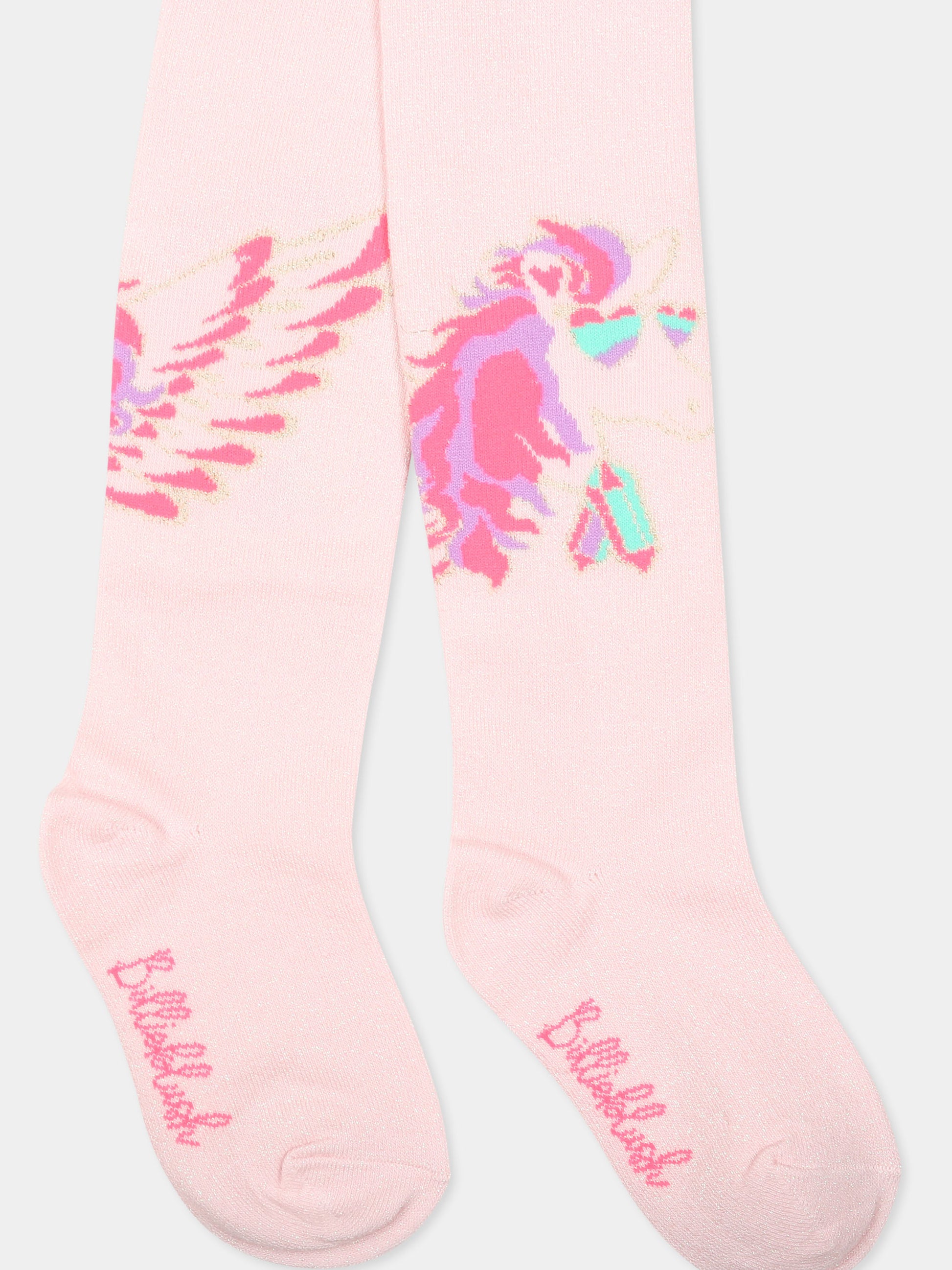 Collant rosa per bambina con pegaso,Billieblush,U20600 44L