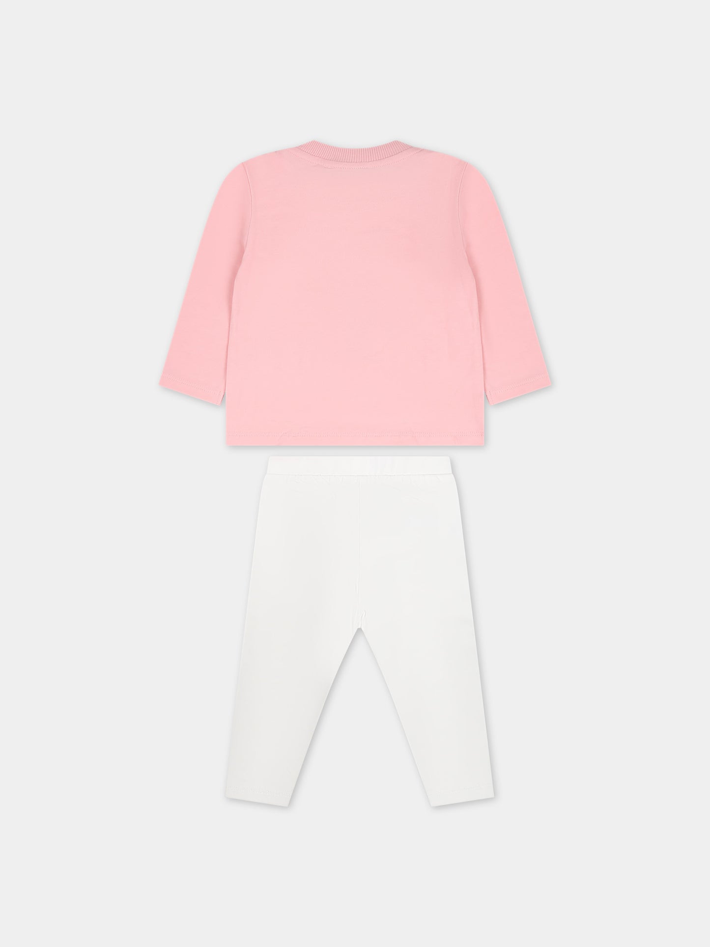 Completo rosa per neonata con Teddy Bear e cuore,Moschino Kids,MDK02M LBA11 84241