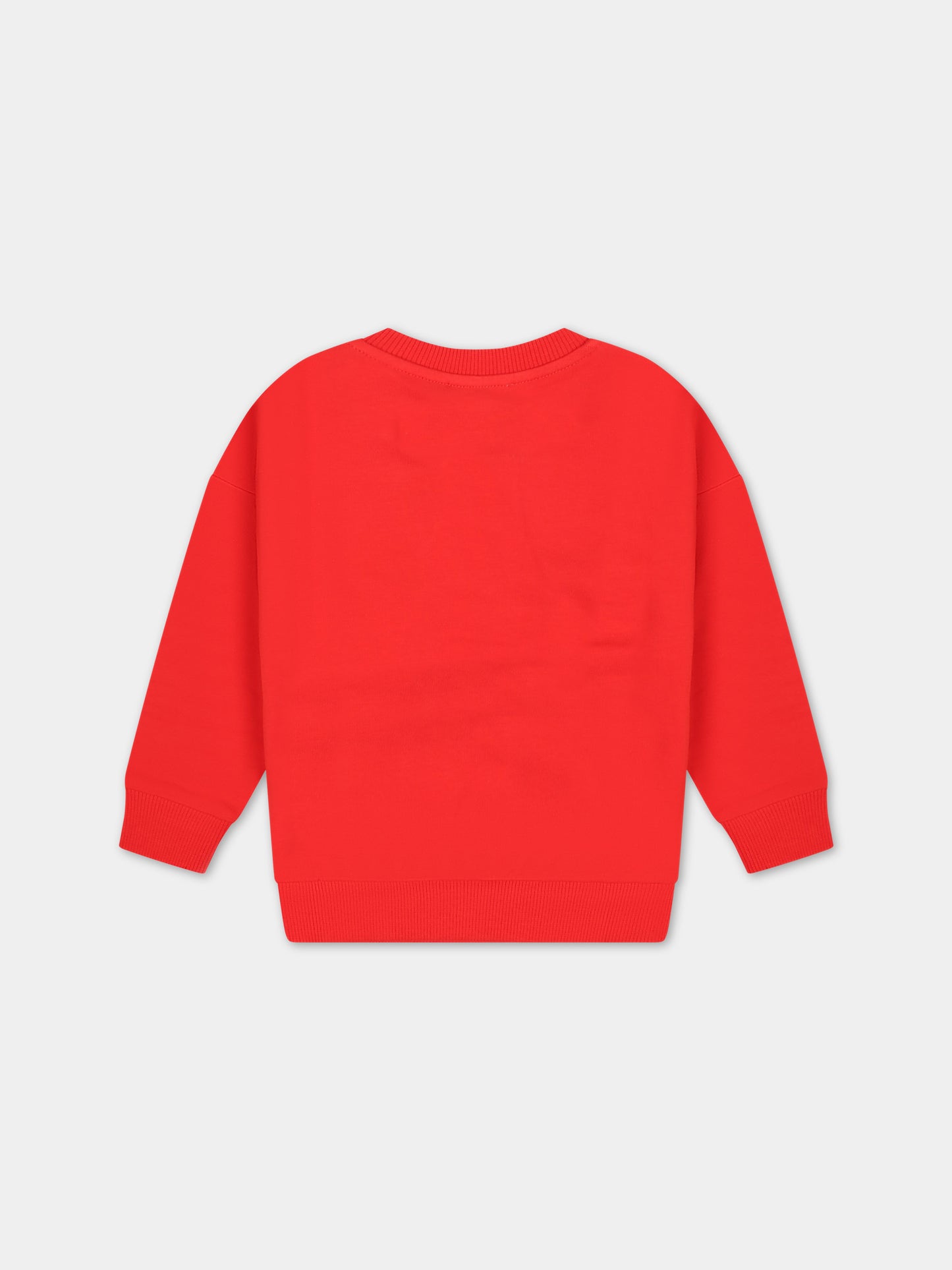 Felpa rossa per neonata con Teddy Bear e logo,Moschino Kids,MUF04X LDA17 50109