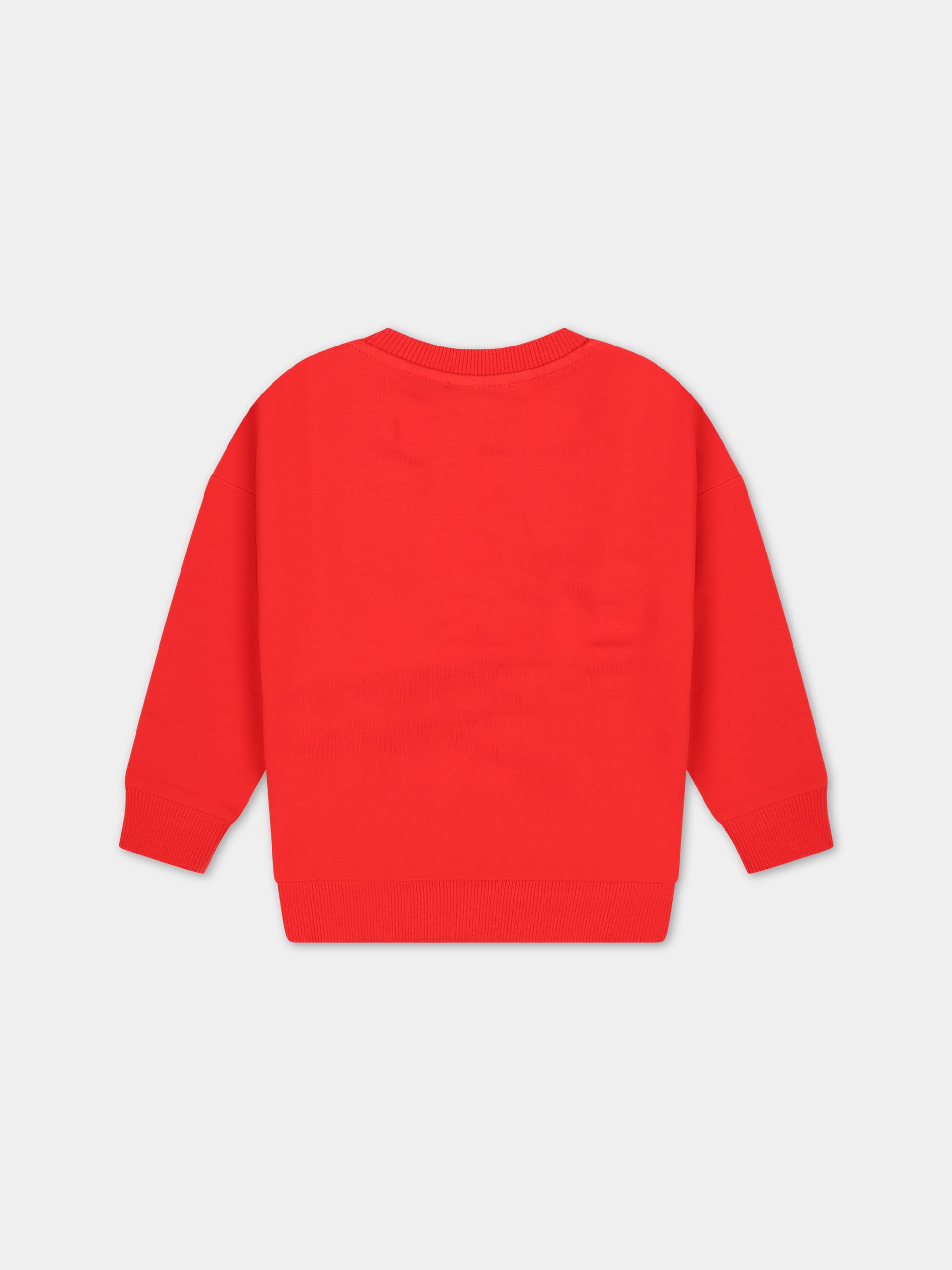 Felpa rossa per neonata con Teddy Bear e logo,Moschino Kids,MUF04X LDA17 50109