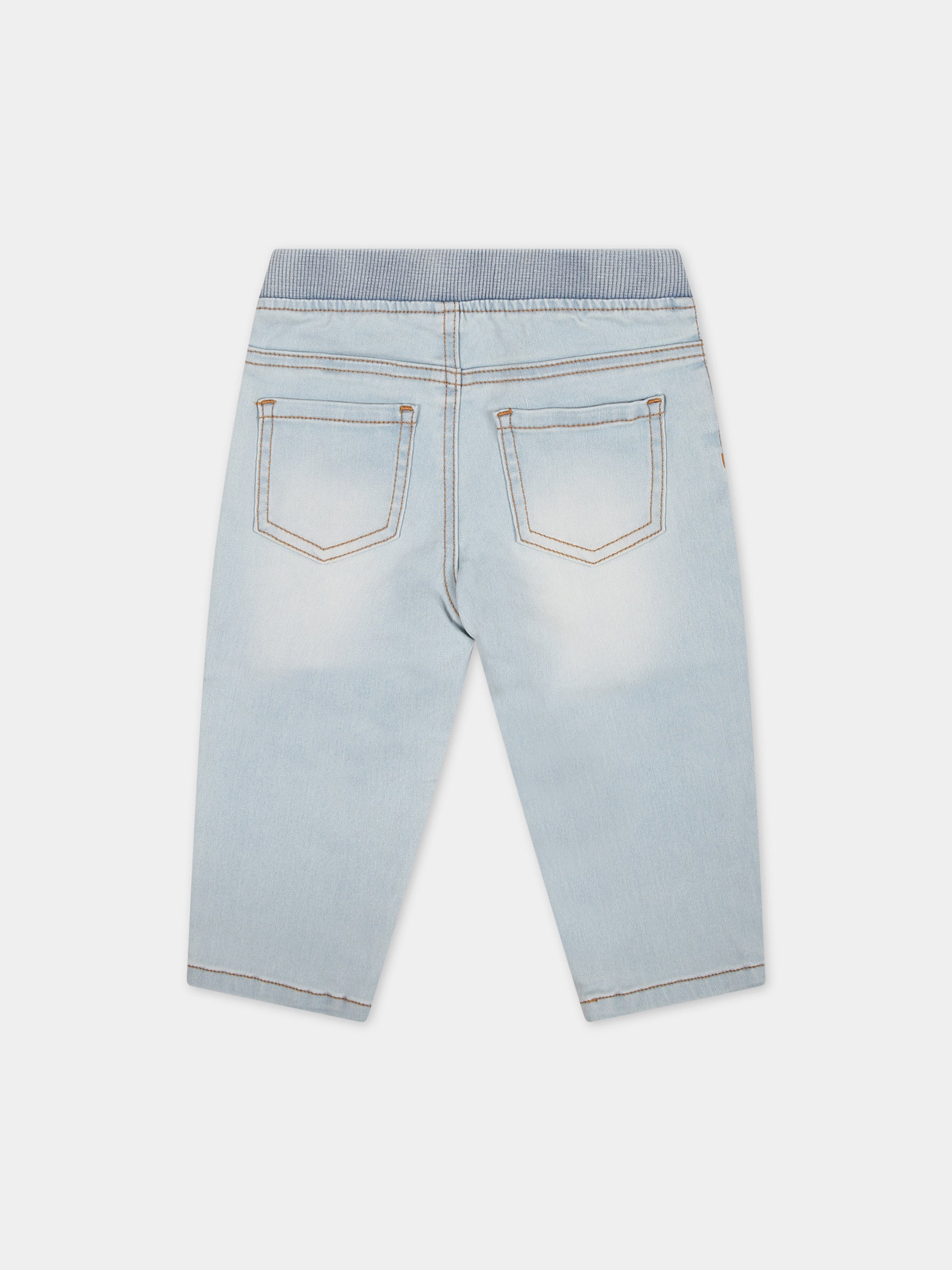 Jeans in denim per neonato con Teddy Bear e logo multicolor,Moschino Kids,MUP04H LXE49 40511