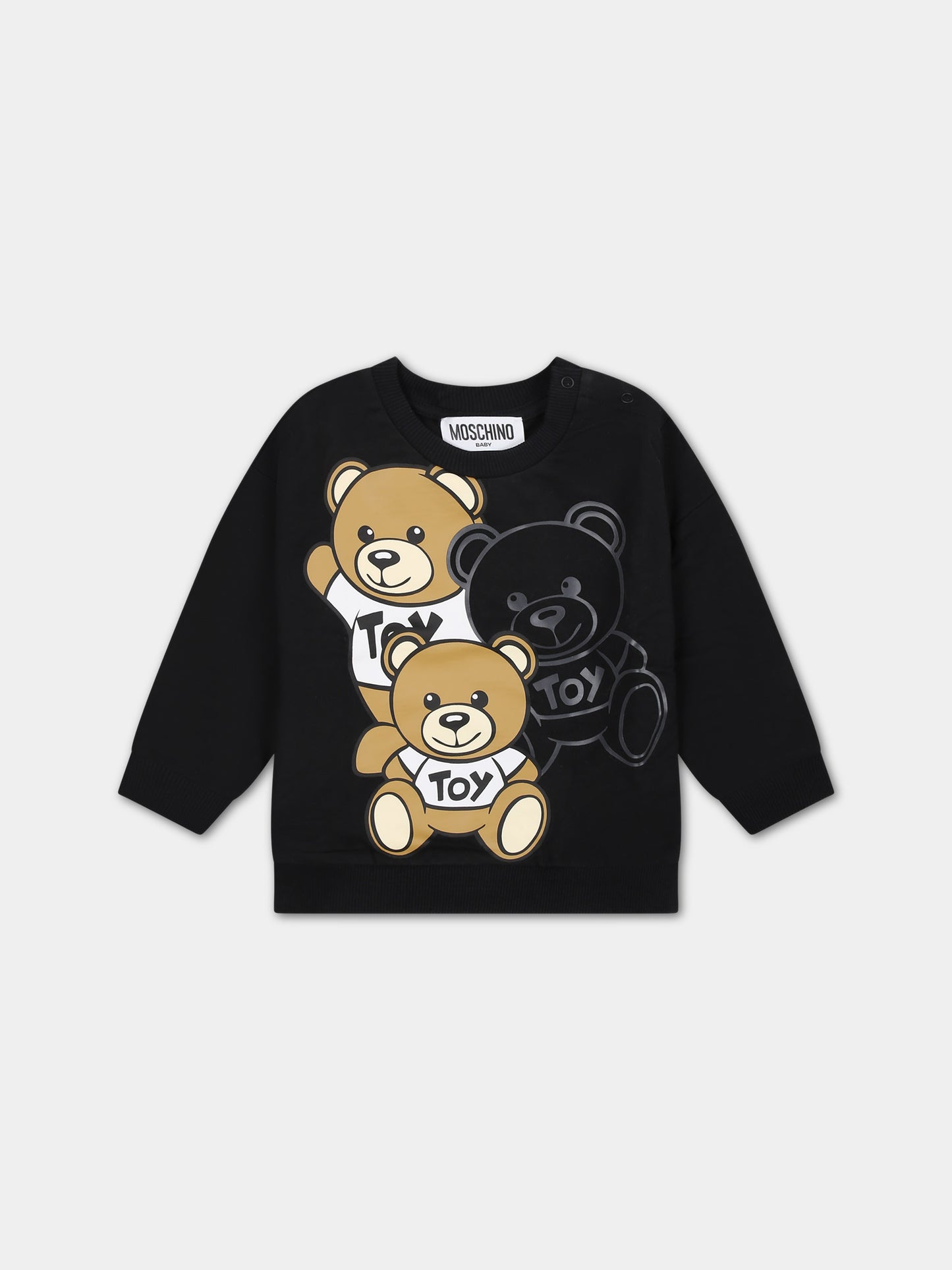 Felpa nera per neonati con Teddy Bears,Moschino Kids,MWF03Q LCA58 60100
