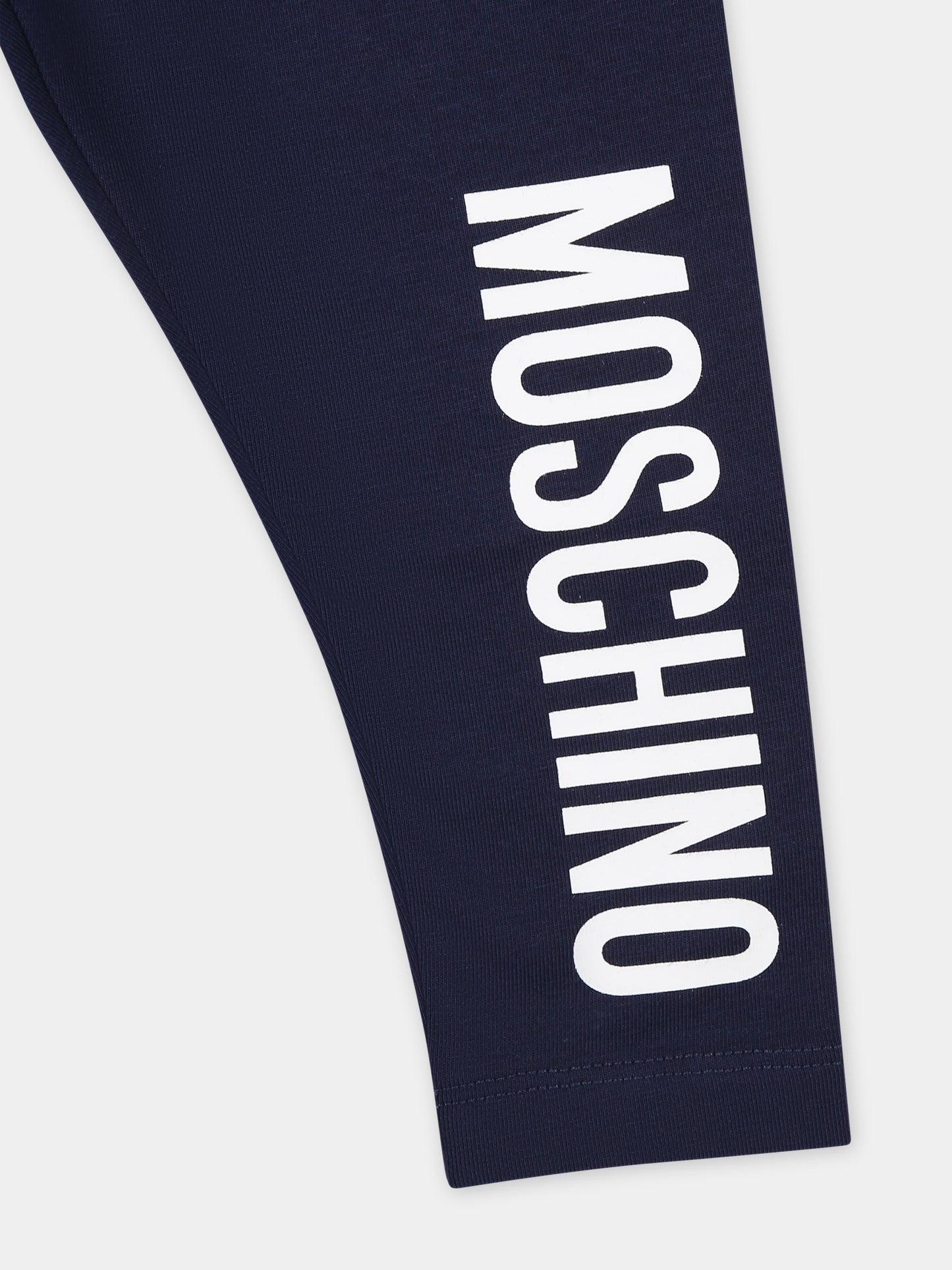 Leggings blu per neonata con logo,Moschino Kids,M3P02N LBA11 40016