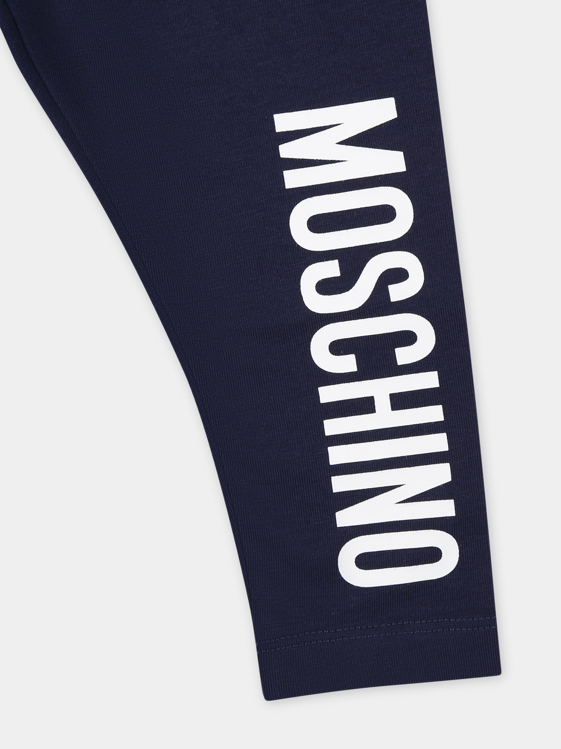 Leggings blu per neonata con logo,Moschino Kids,M3P02N LBA11 40016