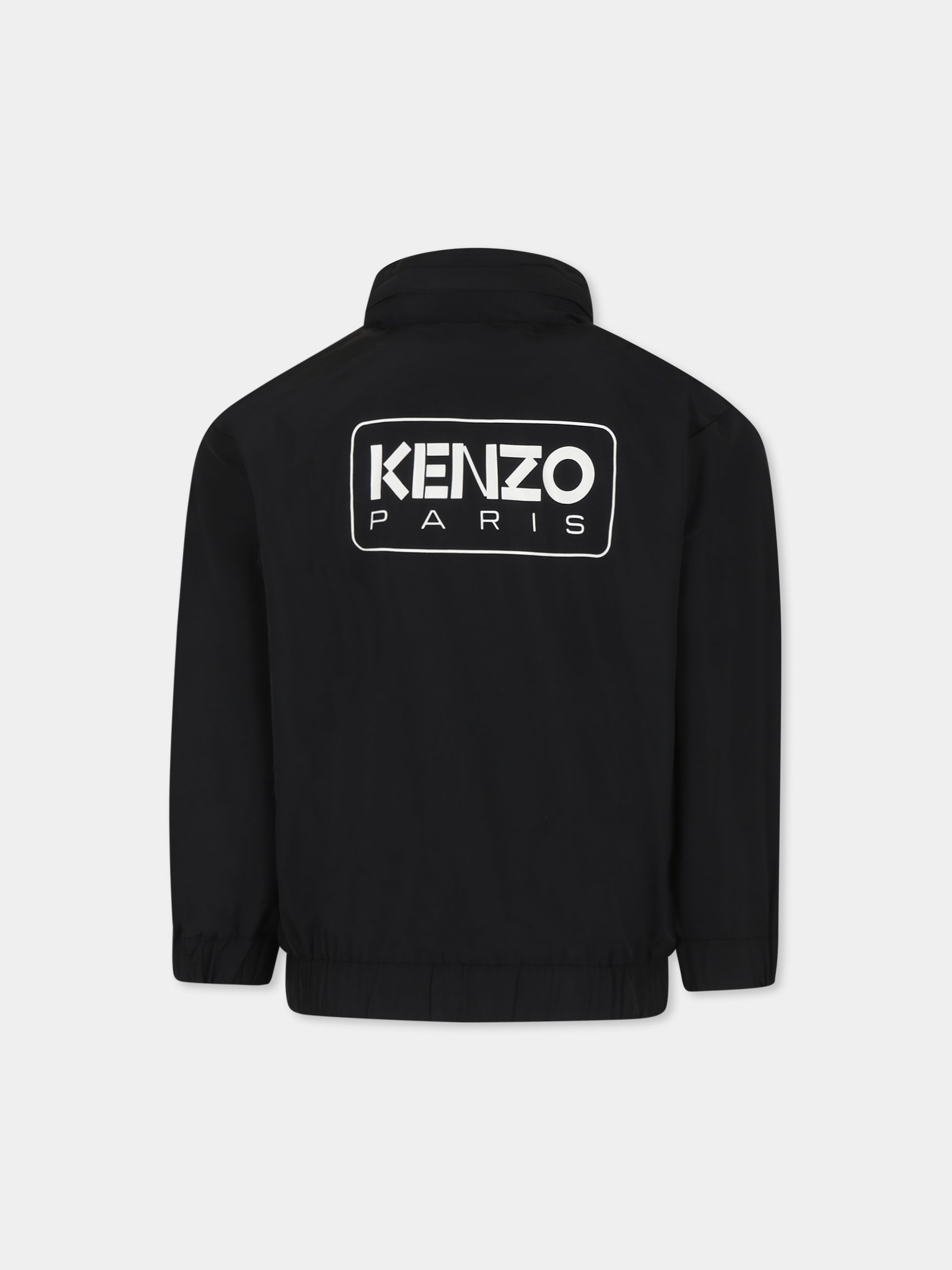 Giacca a vento nera per bambini con logo,Kenzo Kids,K60730 09B