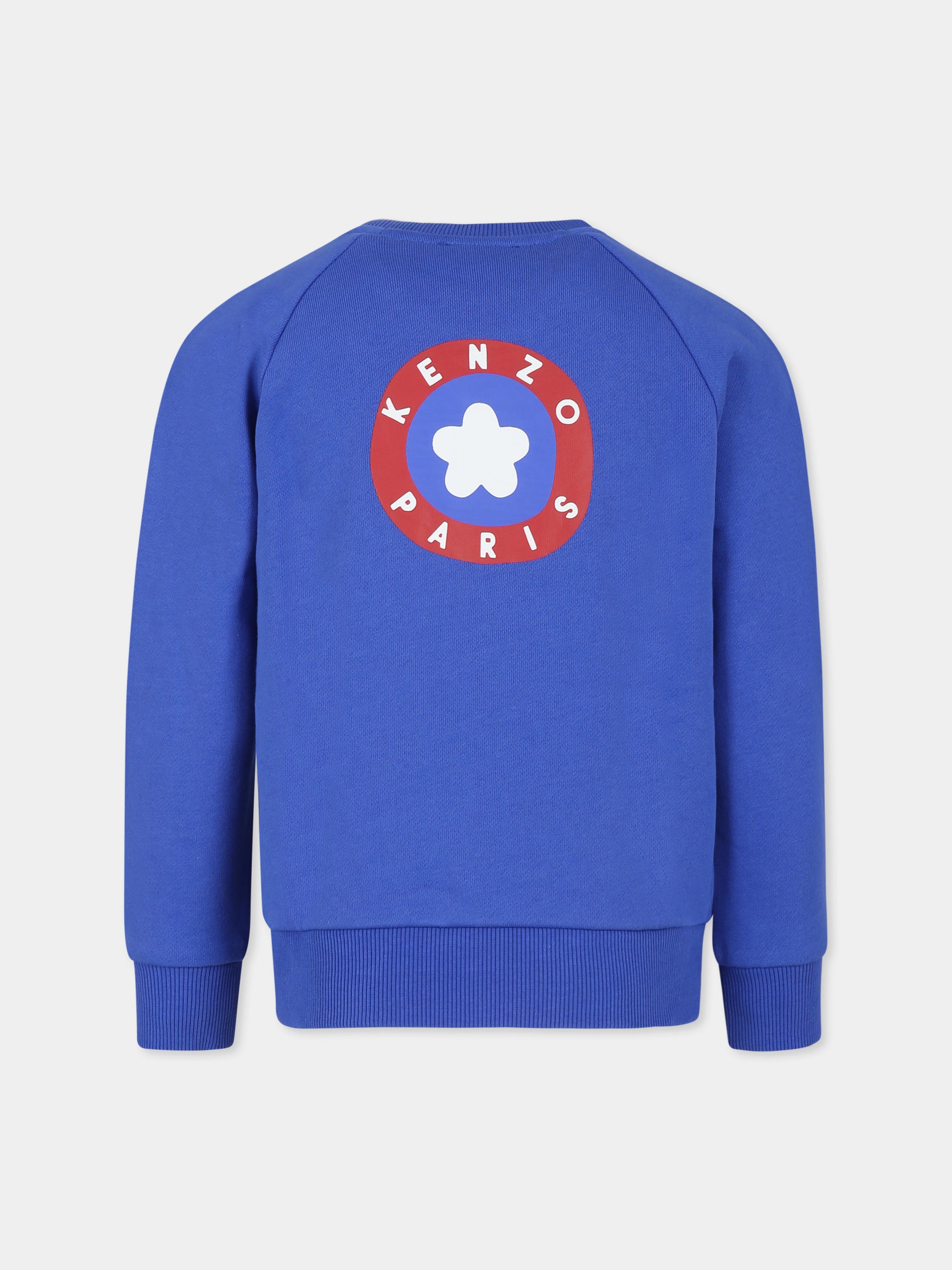 Felpa azzurra per bambino con Target Flower logo,Kenzo Kids,K60773 813