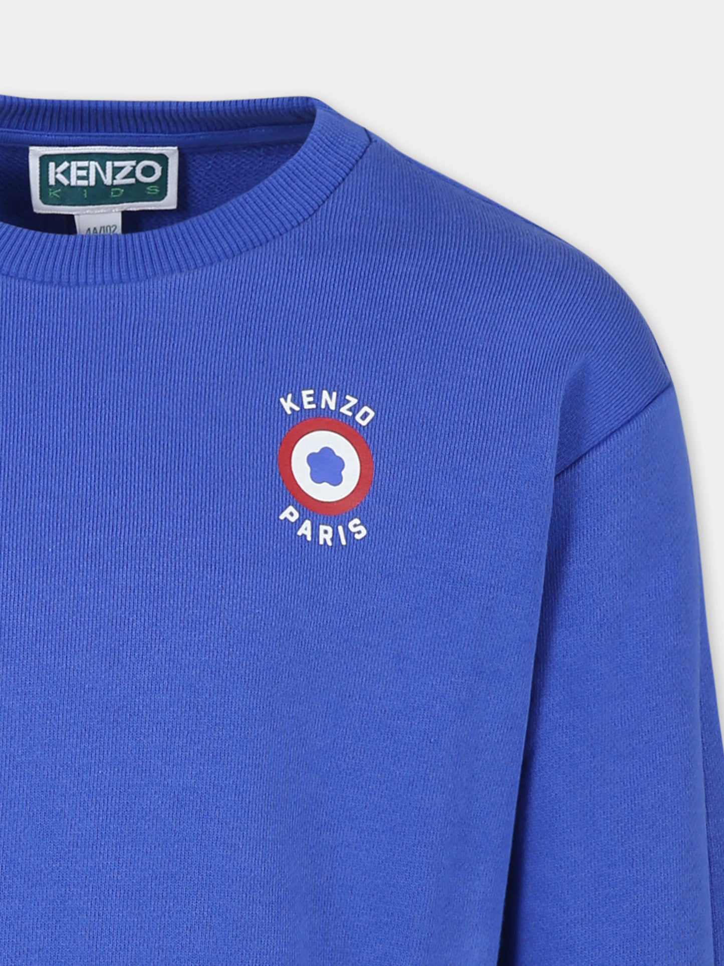 Felpa azzurra per bambino con Target Flower logo,Kenzo Kids,K60773 813