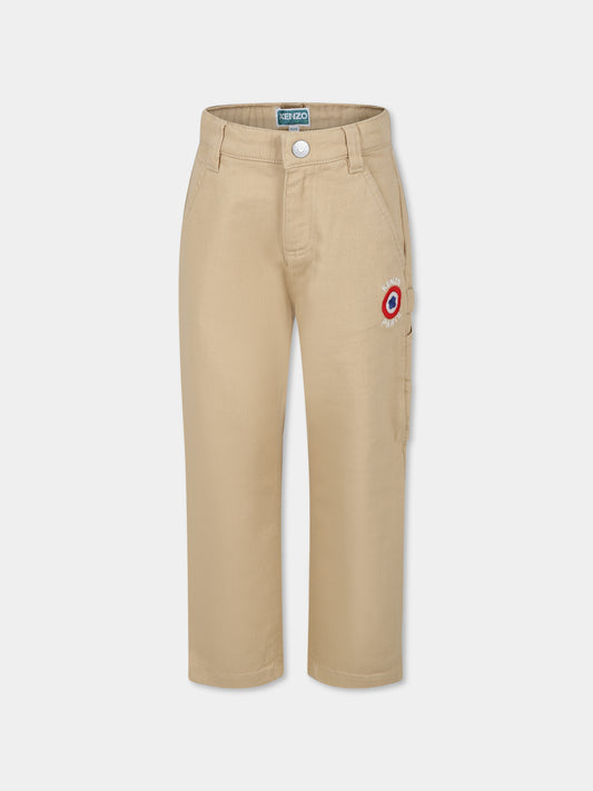 Pantaloni beige per bambino con Target Flower,Kenzo Kids,K60802 21D