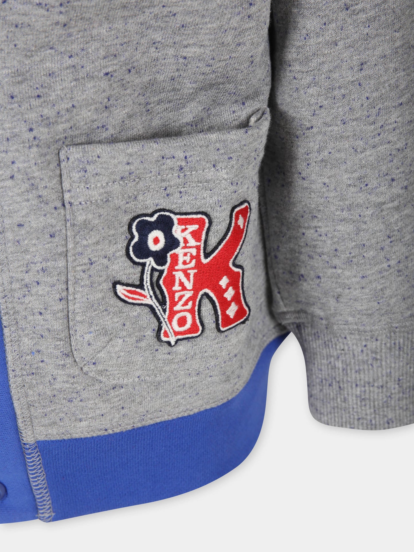 Cardigan grigio per bambino con K Flower logo,Kenzo Kids,K60827 A31