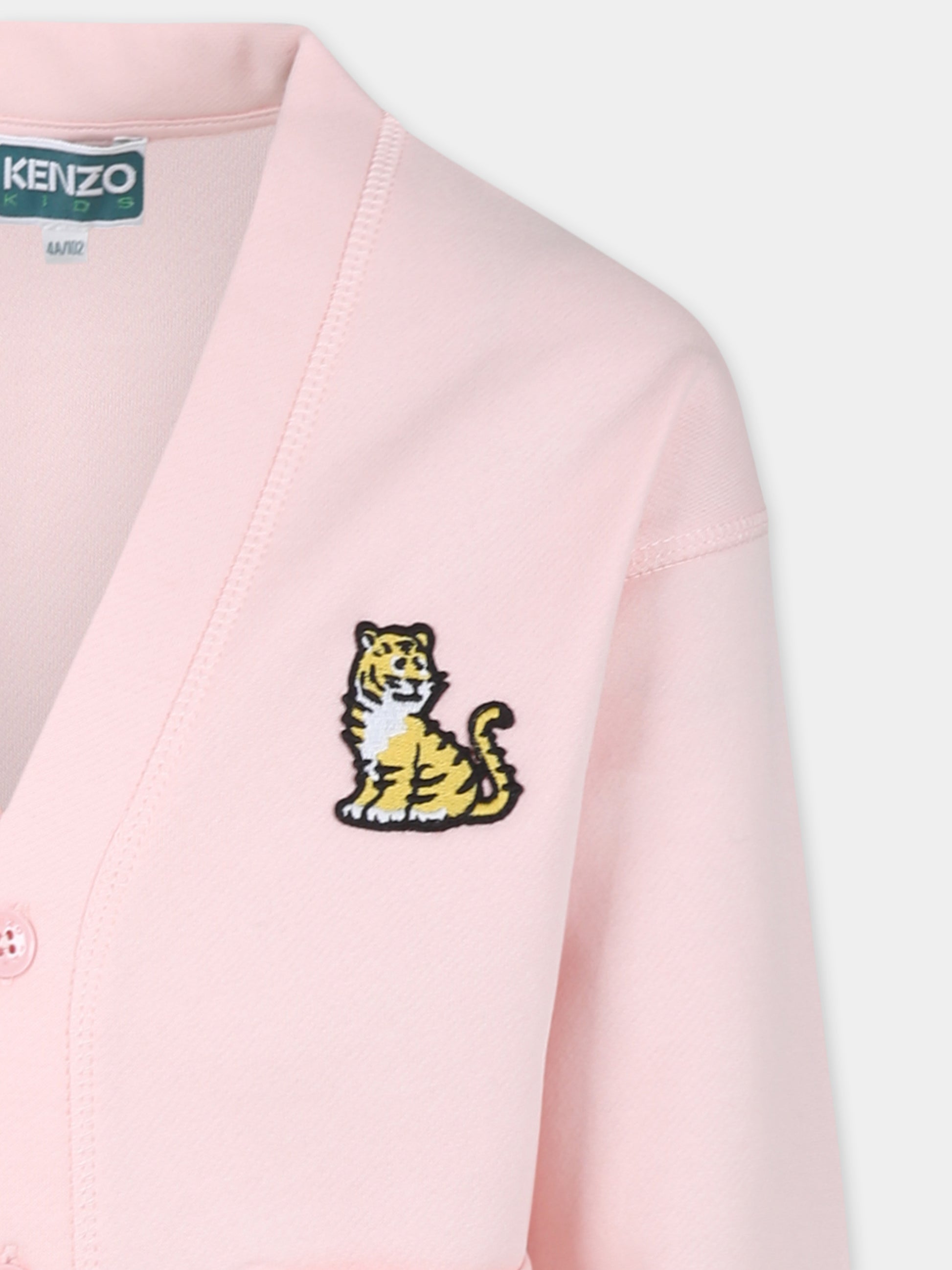 Cardigan rosa per bambina con tigre Kotora,Kenzo Kids,K60729 45Z