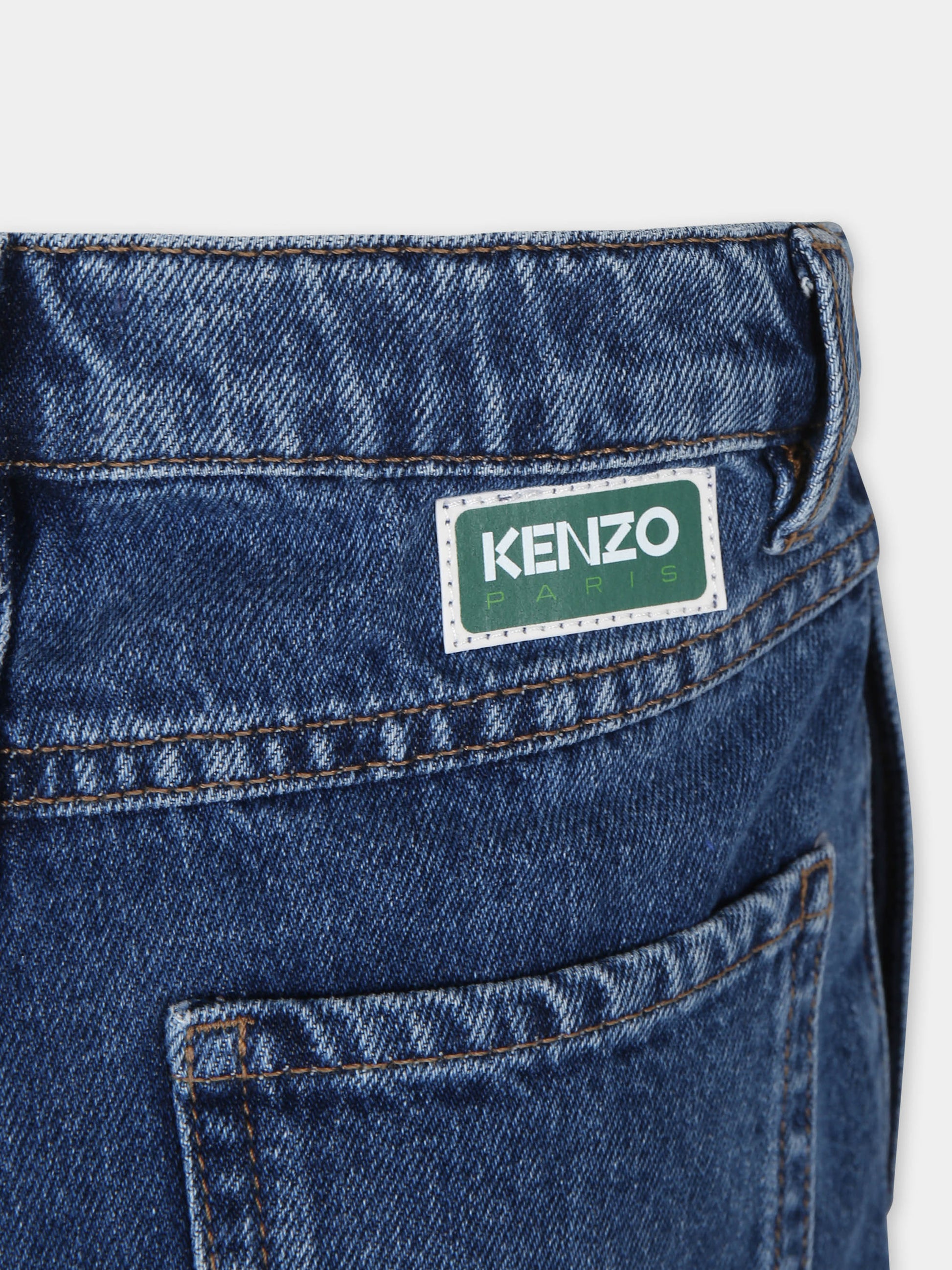 Jeans blu per bambina con logo,Kenzo Kids,K60658 Z25