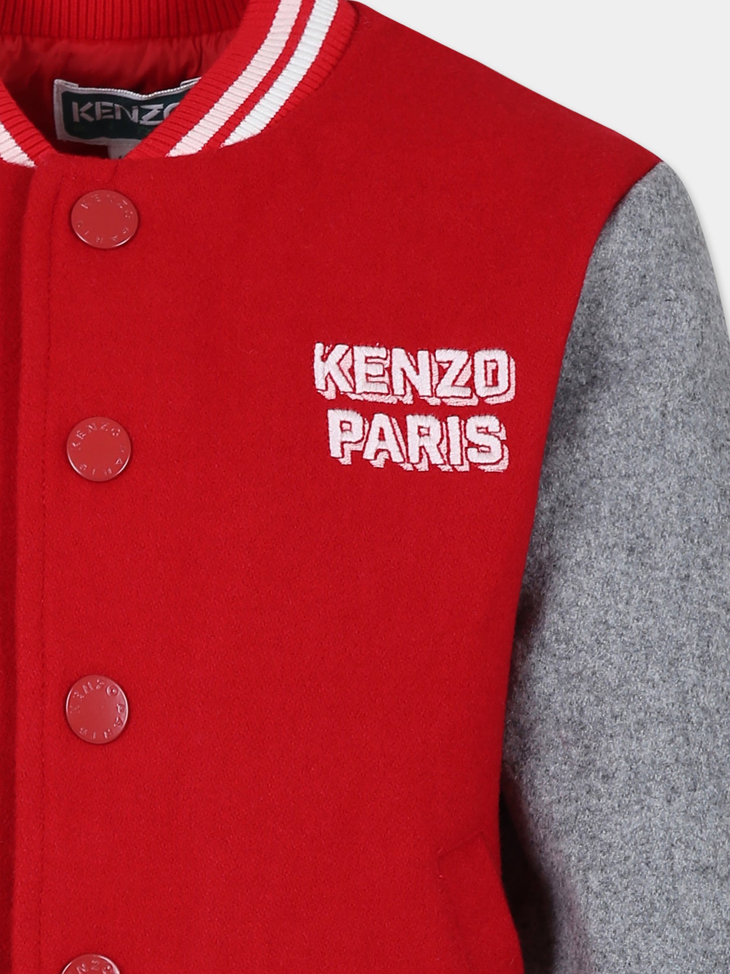 Bomber rosso per bambina con logo e K Flower,Kenzo Kids,K60632 968