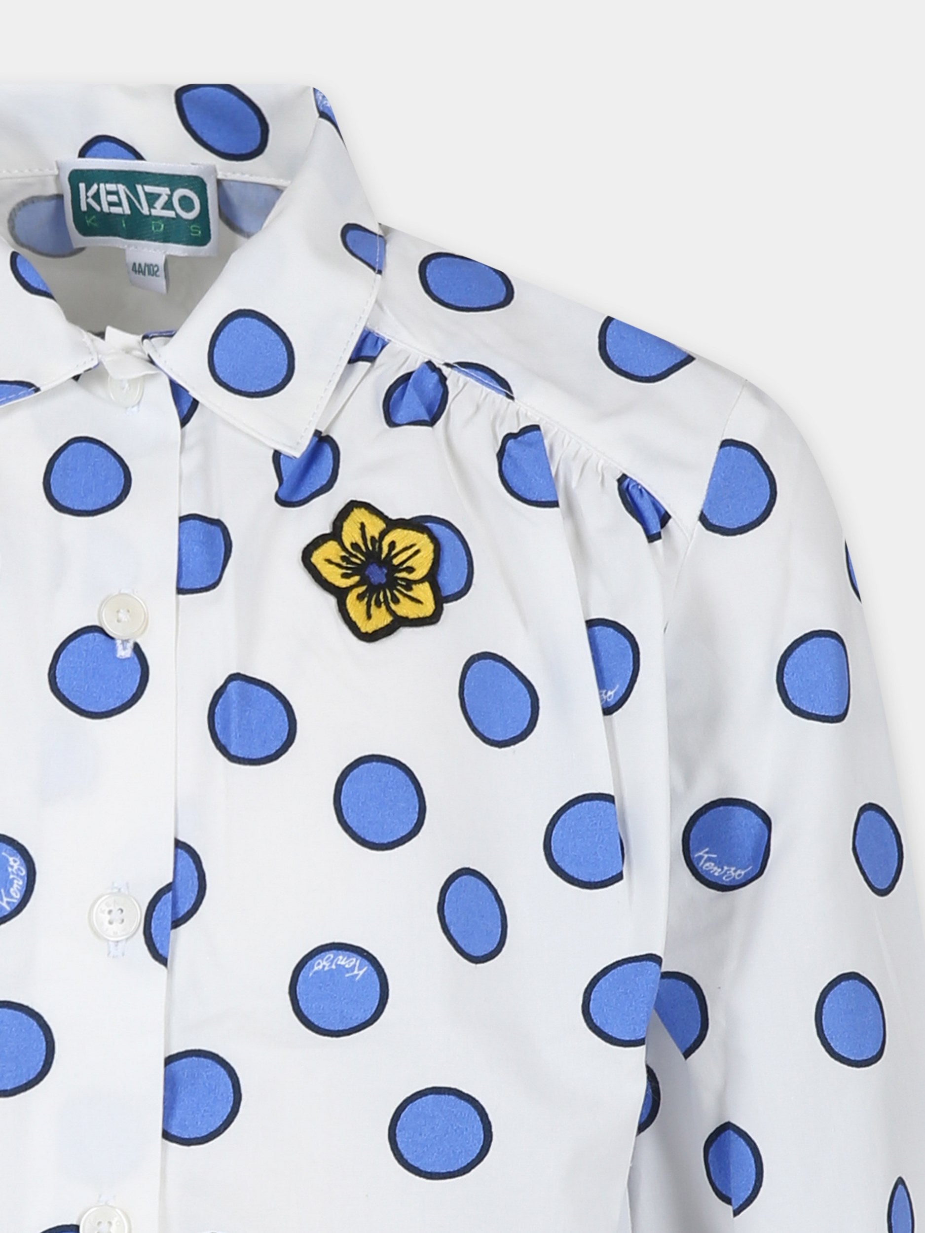 Camicia bianca per bambina con fiore,Kenzo Kids,K60645 12P