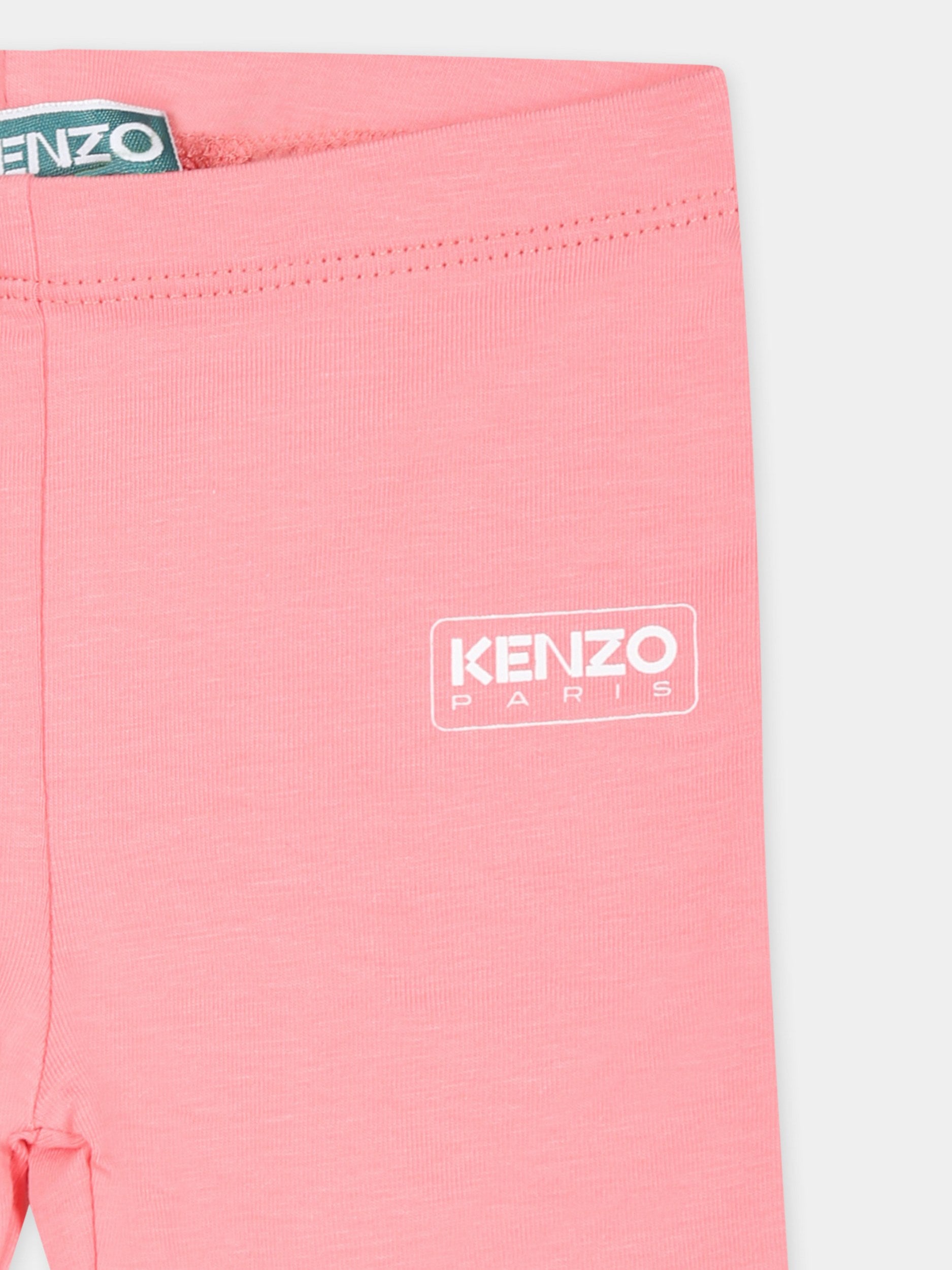 Leggings rosa per neonata con logo,Kenzo Kids,K60474 49C