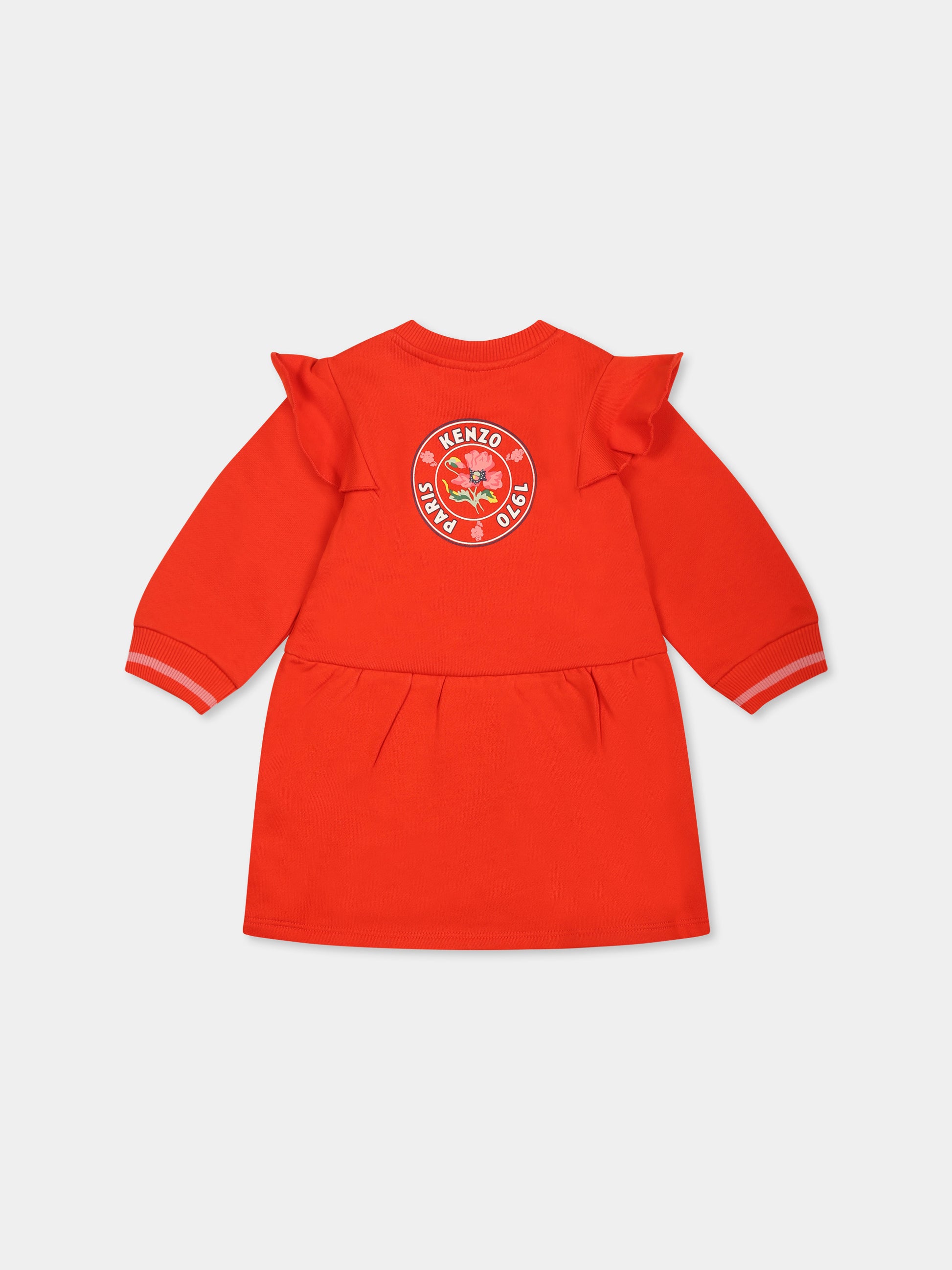 Vestito rosso per neonata con papavero,Kenzo Kids,K60547 987