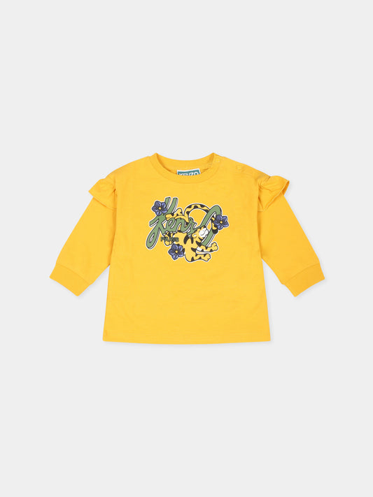 T-shirt gialla per neonata con tigre Kotora,Kenzo Kids,K60493 56A