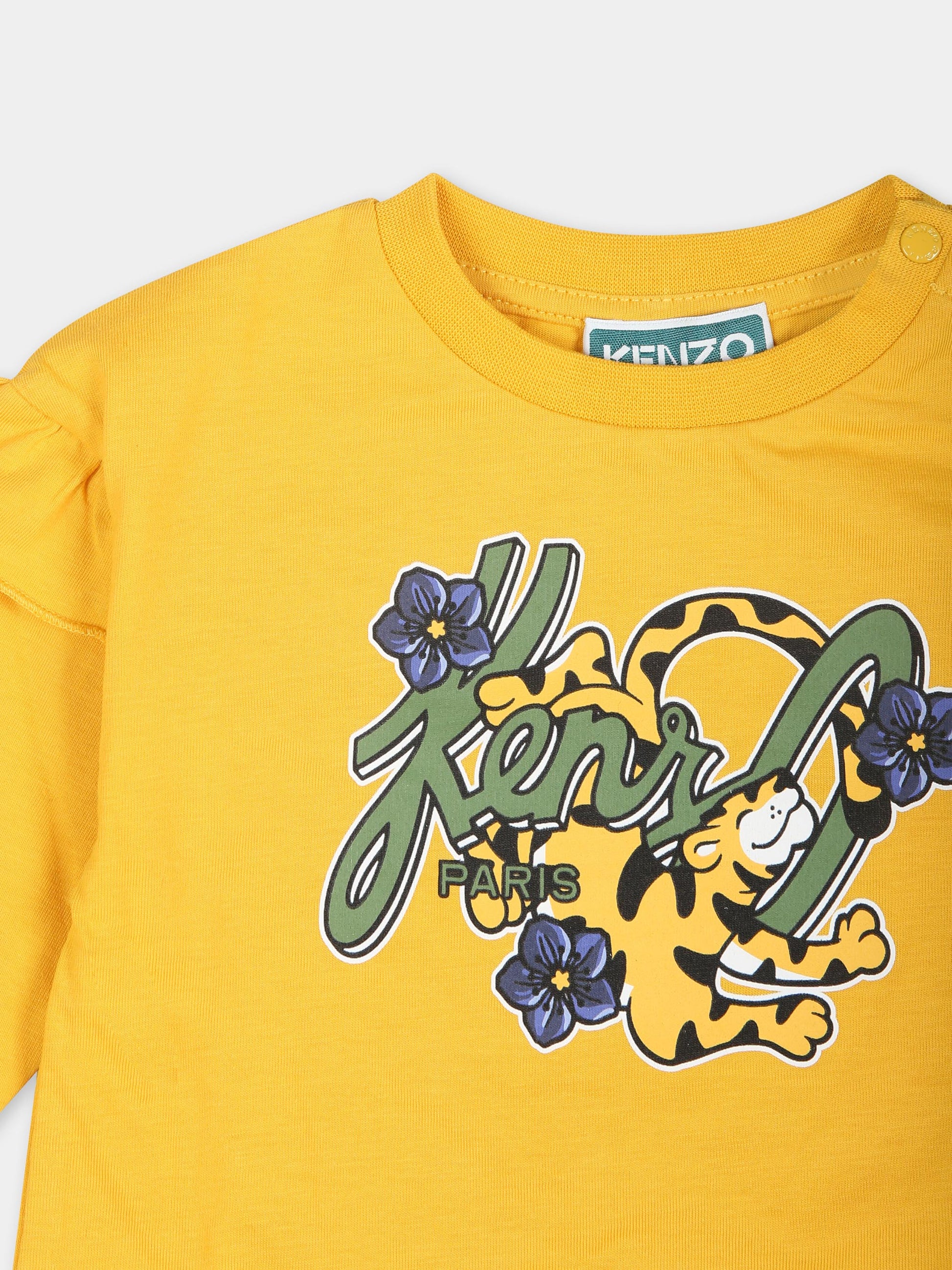 T-shirt gialla per neonata con tigre Kotora,Kenzo Kids,K60493 56A