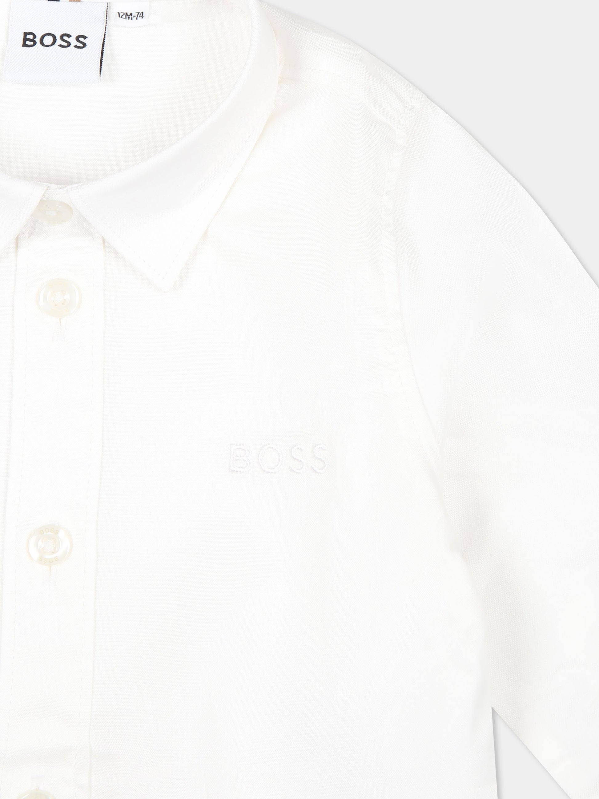 Camicia bianca per neonato con logo,Boss,J51253 10P