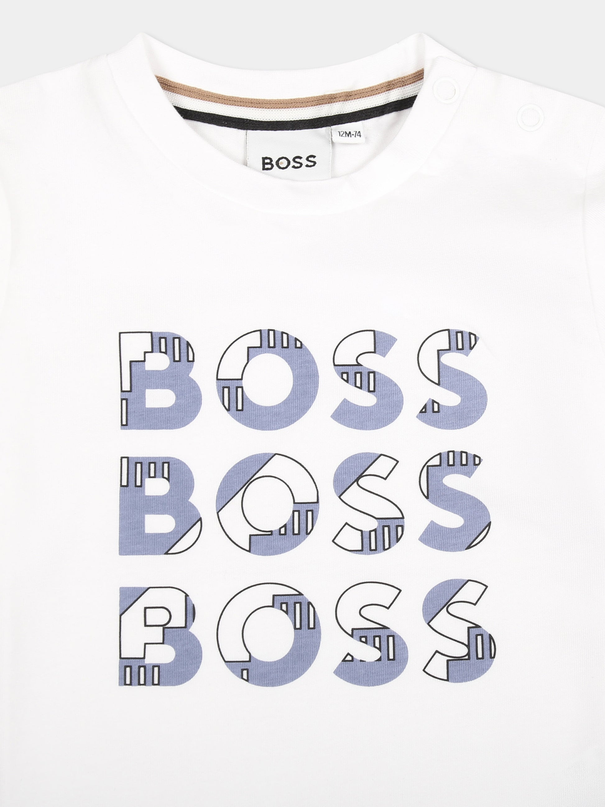 T-shirt bianca per neonato con logo,Boss,J51291 10P