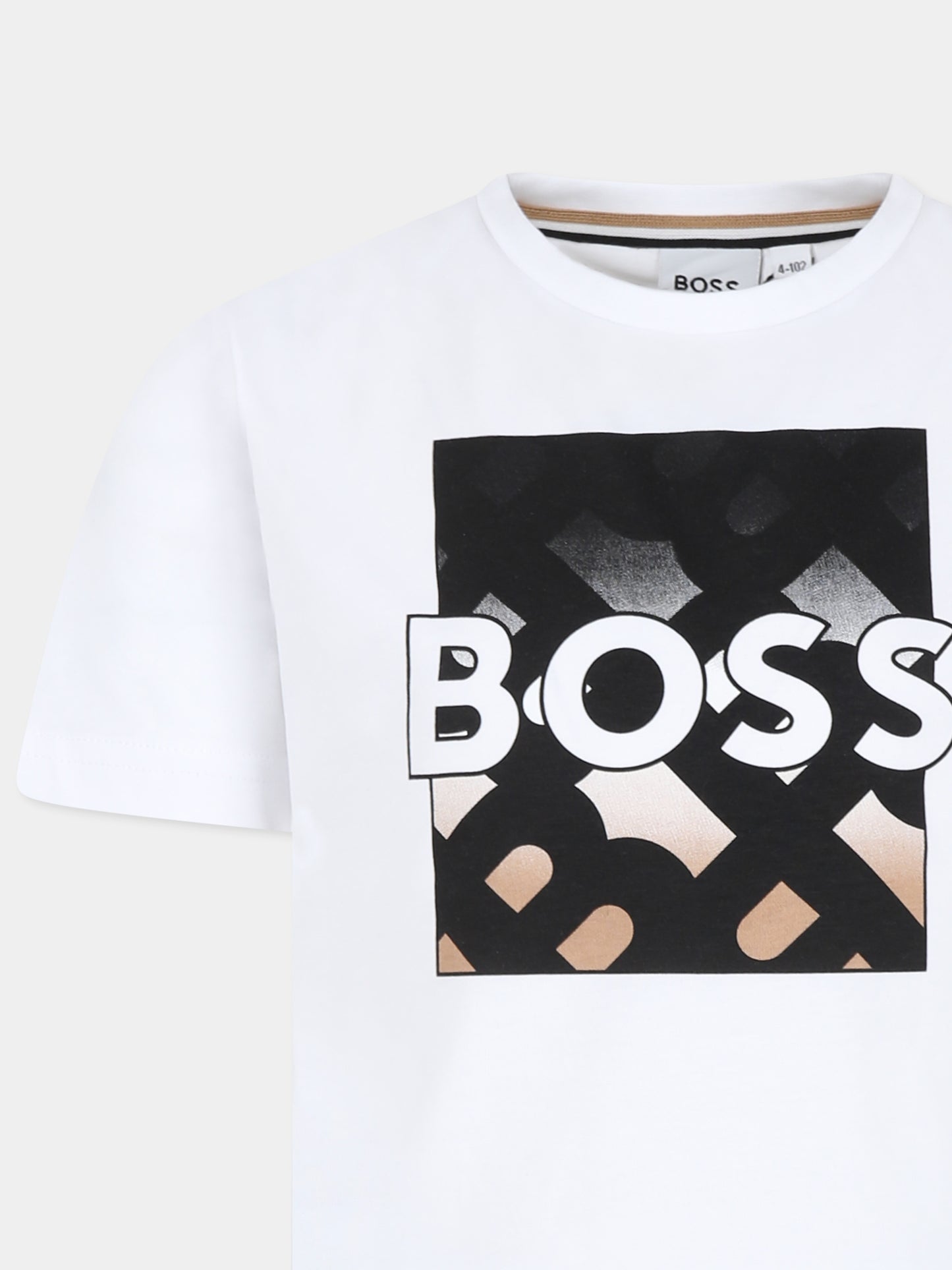 T-shirt bianca per bambino con logo,Boss,J51219 10P