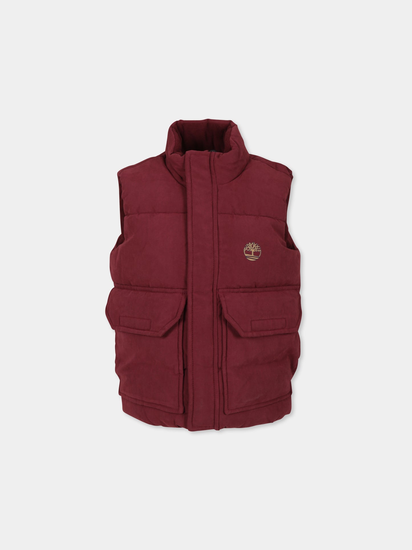 Gilet bordeaux per bambino con logo,Timberland,T60283 95A