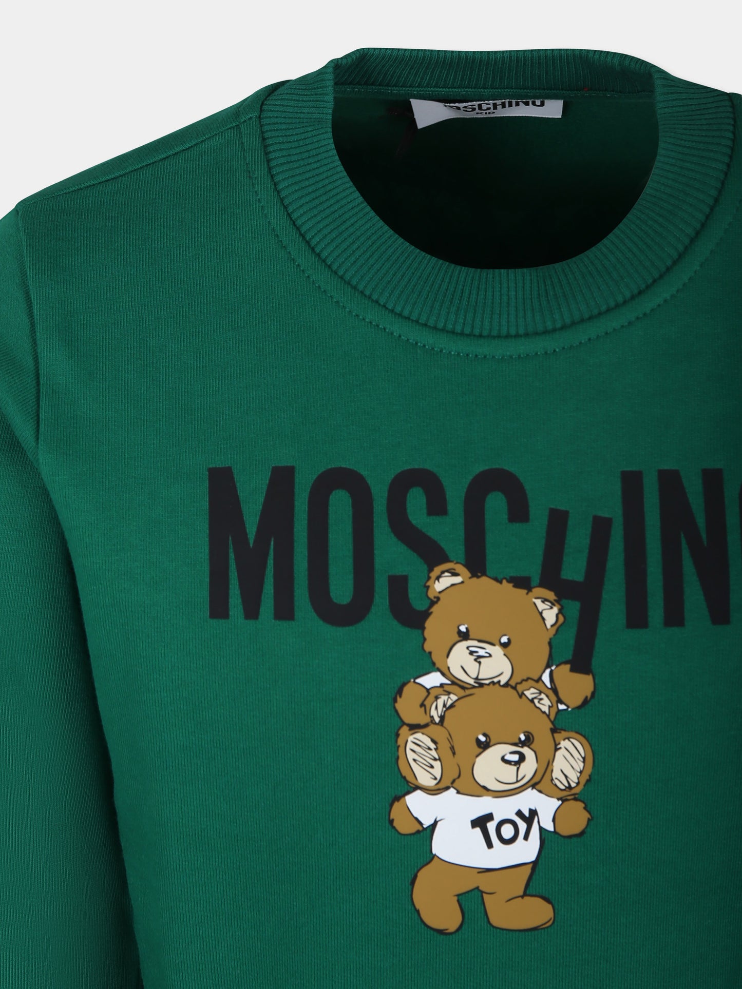 Felpa verde per bambini con due Teddy Bears,Moschino Kids,H6F05R LCA43 30139