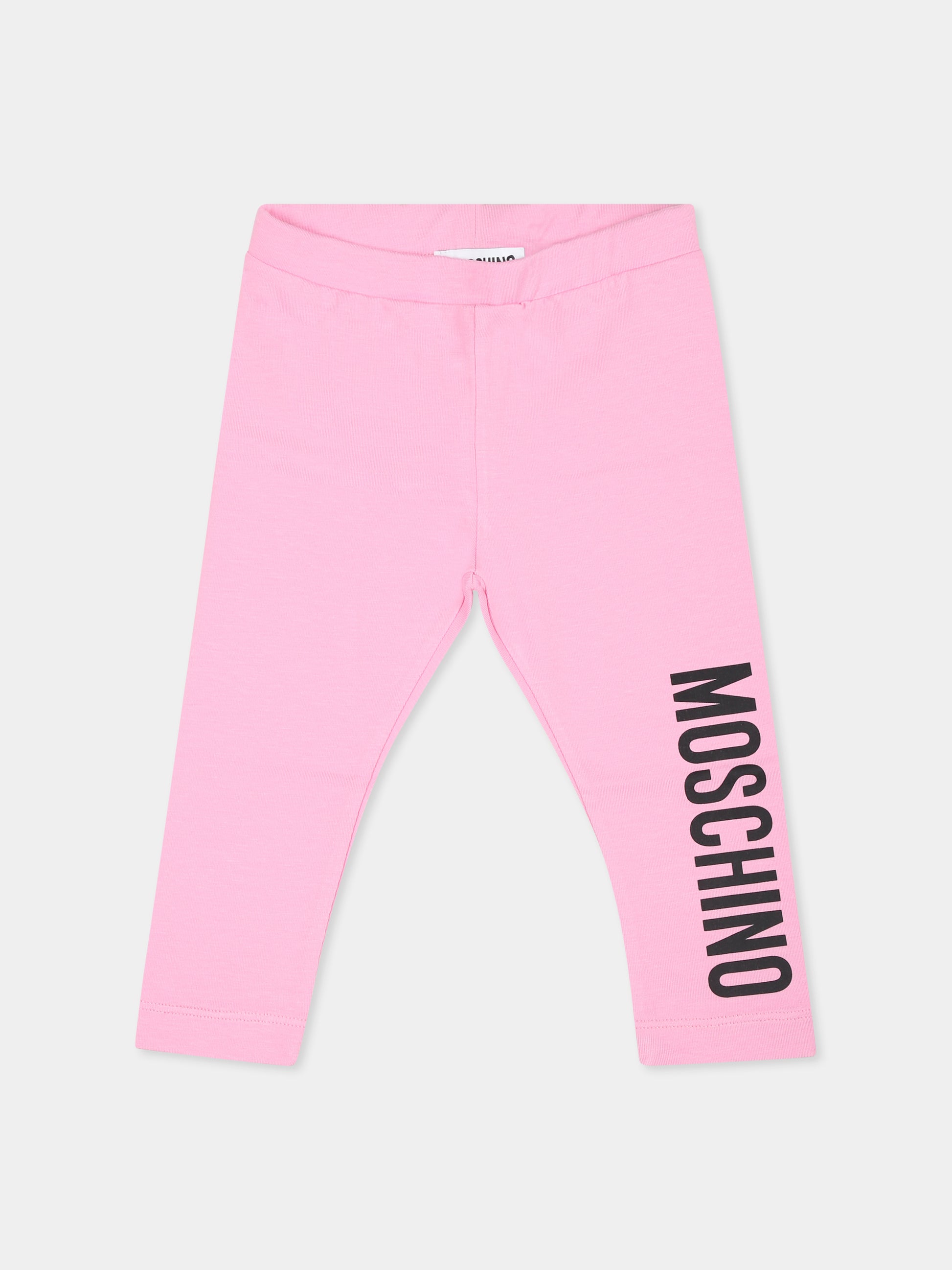 Leggings fucsia per neonata con logo,Moschino Kids,MDP03A LBA11 50243