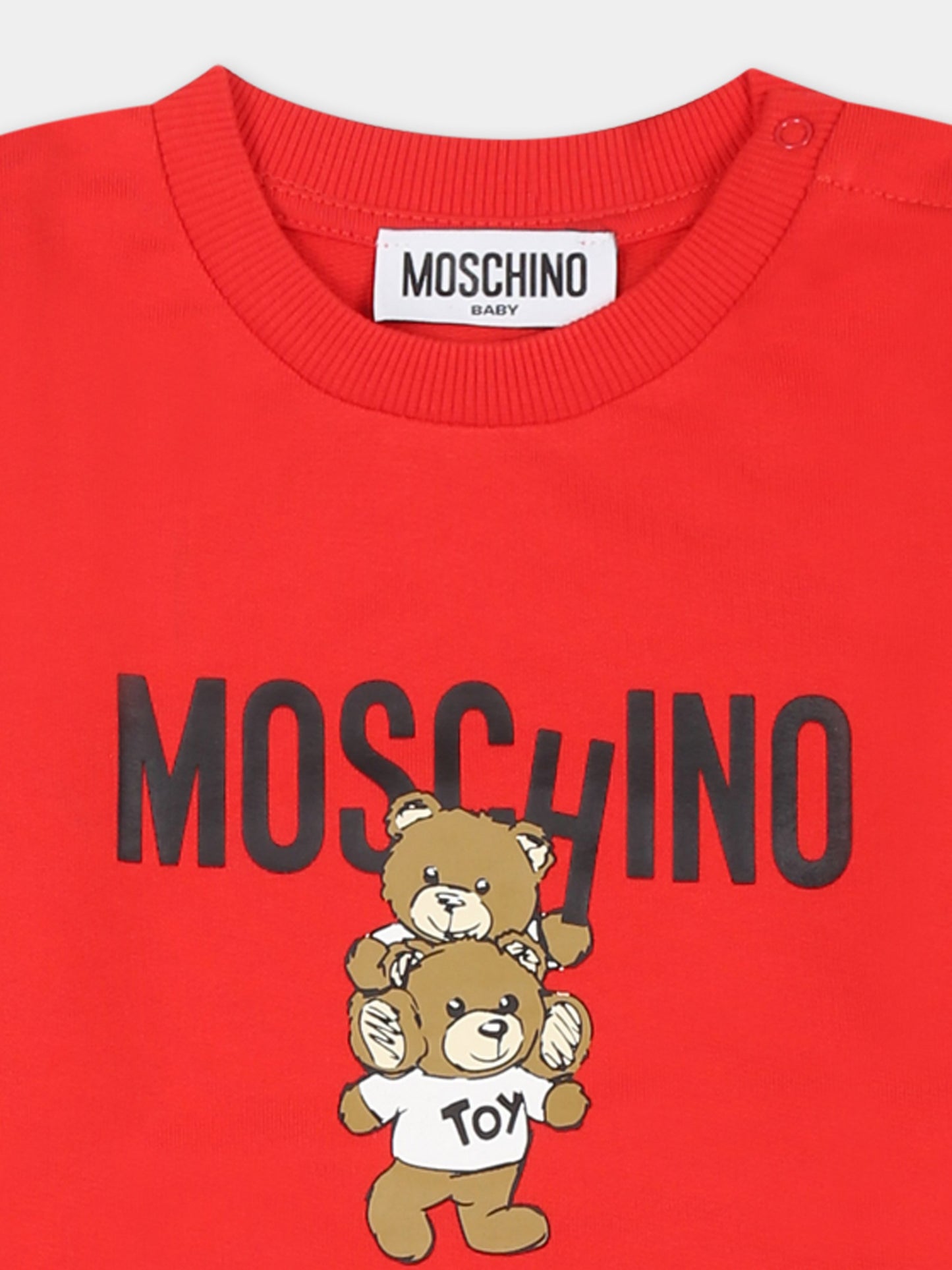 Red dress for baby girl with two Teddy Bears