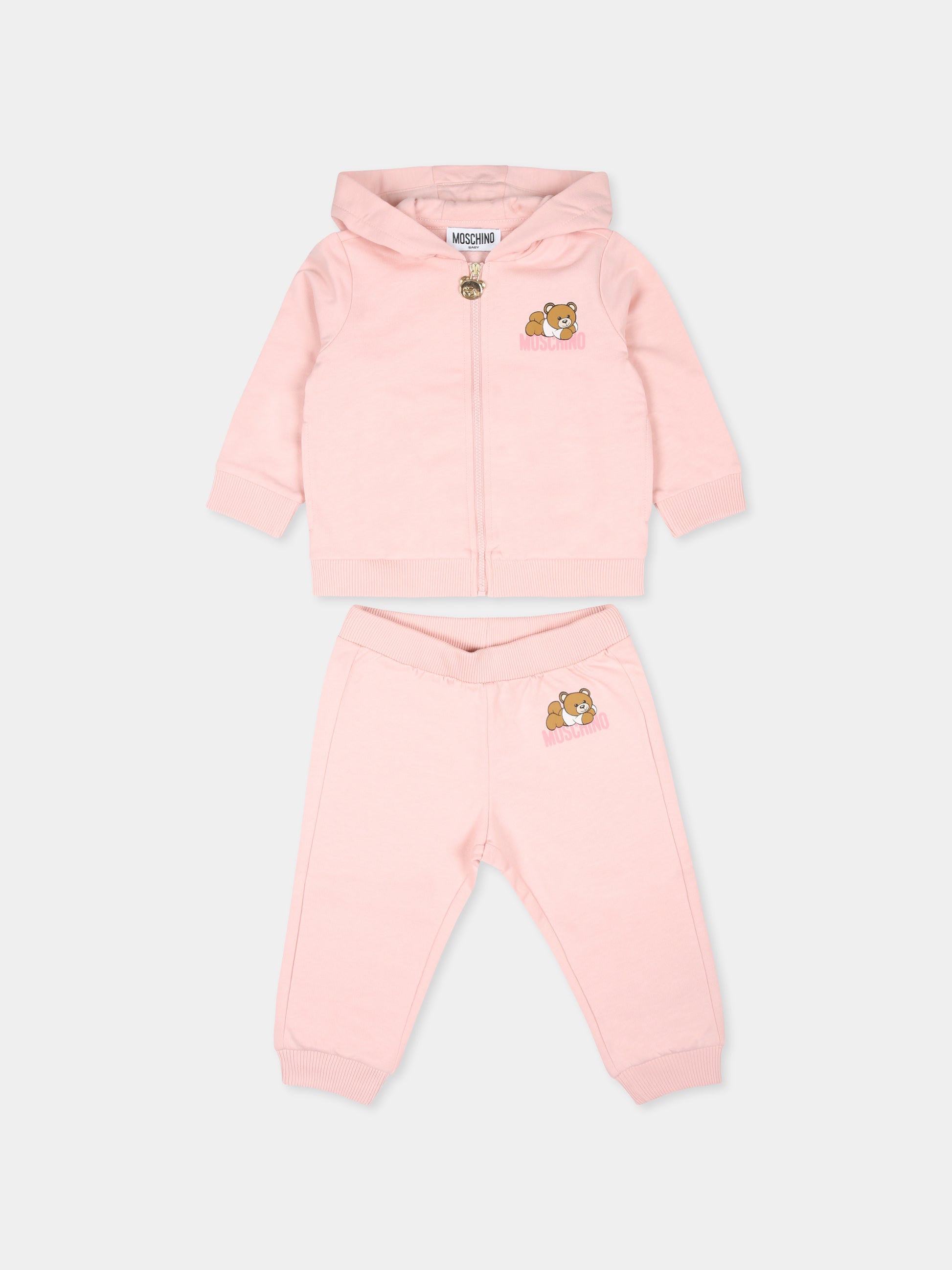 Completo rosa per neonata con Teddy Bear,Moschino Kids,MMK04P LCA63 50209