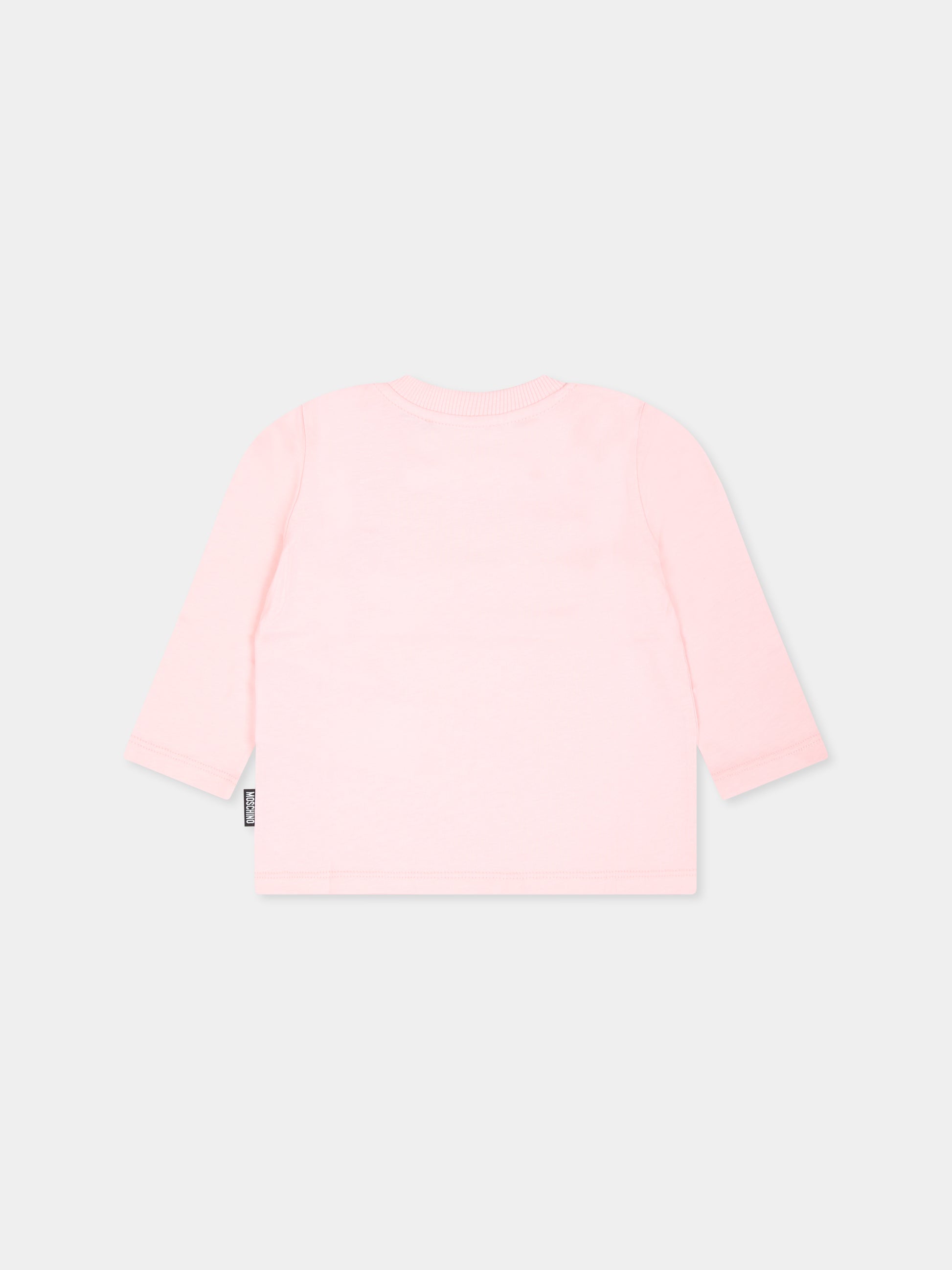 T-shirt rosa per neonata con Teddy Bear,Moschino Kids,MPO00R LAA10 50209