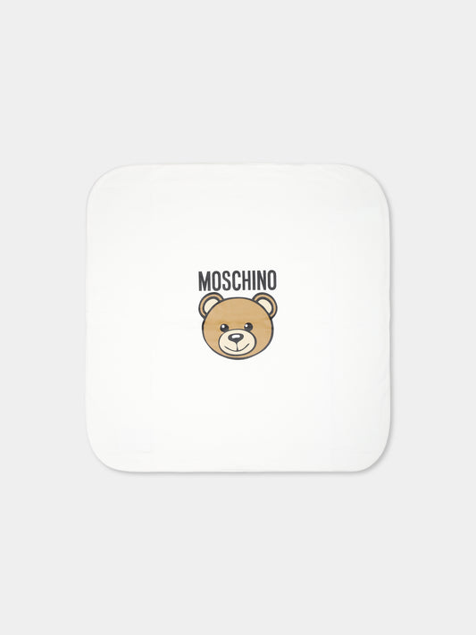 Coperta avorio per neonati con Teddy Bear,Moschino Kids,MUB00G LCA40 10063