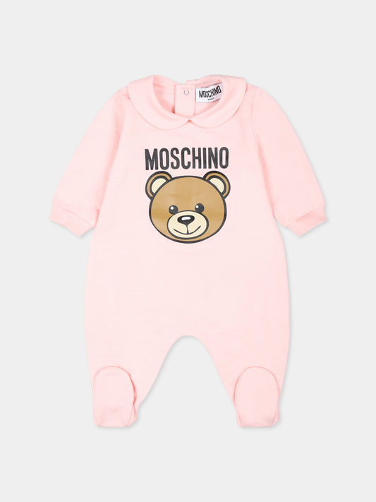 Tutina rosa per neonata con Teddy Bear,Moschino Kids,MUY078 LCA40 50209