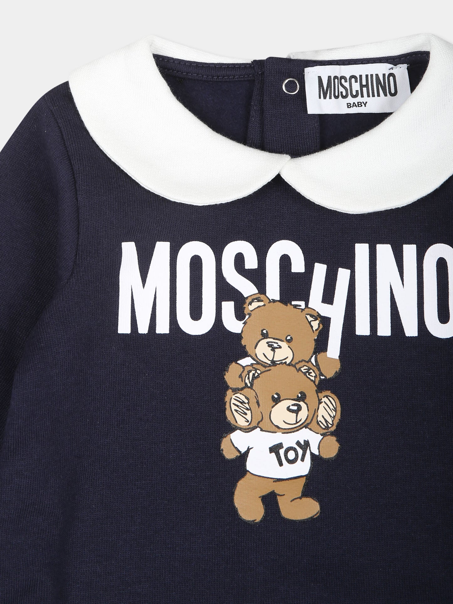 Tutina blu per neonato con due Teddy Bears,Moschino Kids,MZY037 LCA14 40016