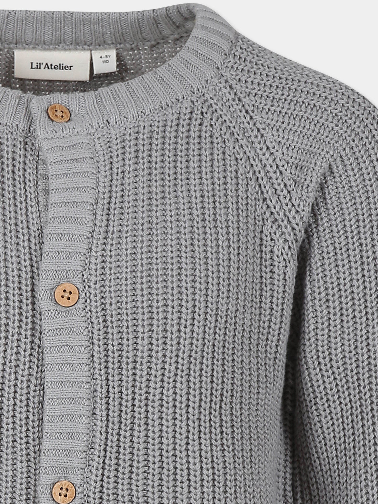 Cardigan grigio per bambina con logo,Lil' Atelier,13231613 LIMESTONE