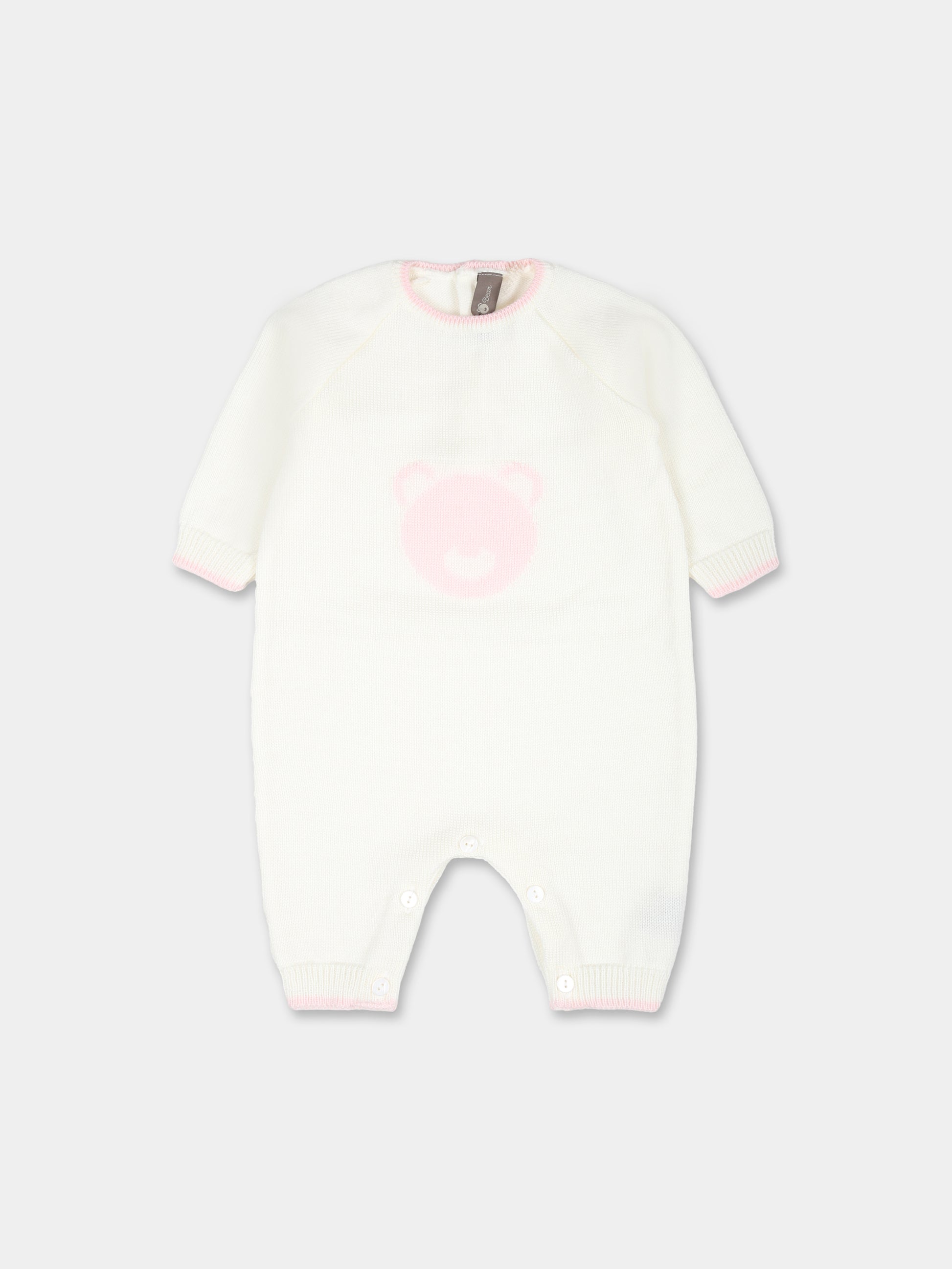 Tutina bianca per neonata con orso,Little Bear,9111 LATTE/CIPRIA