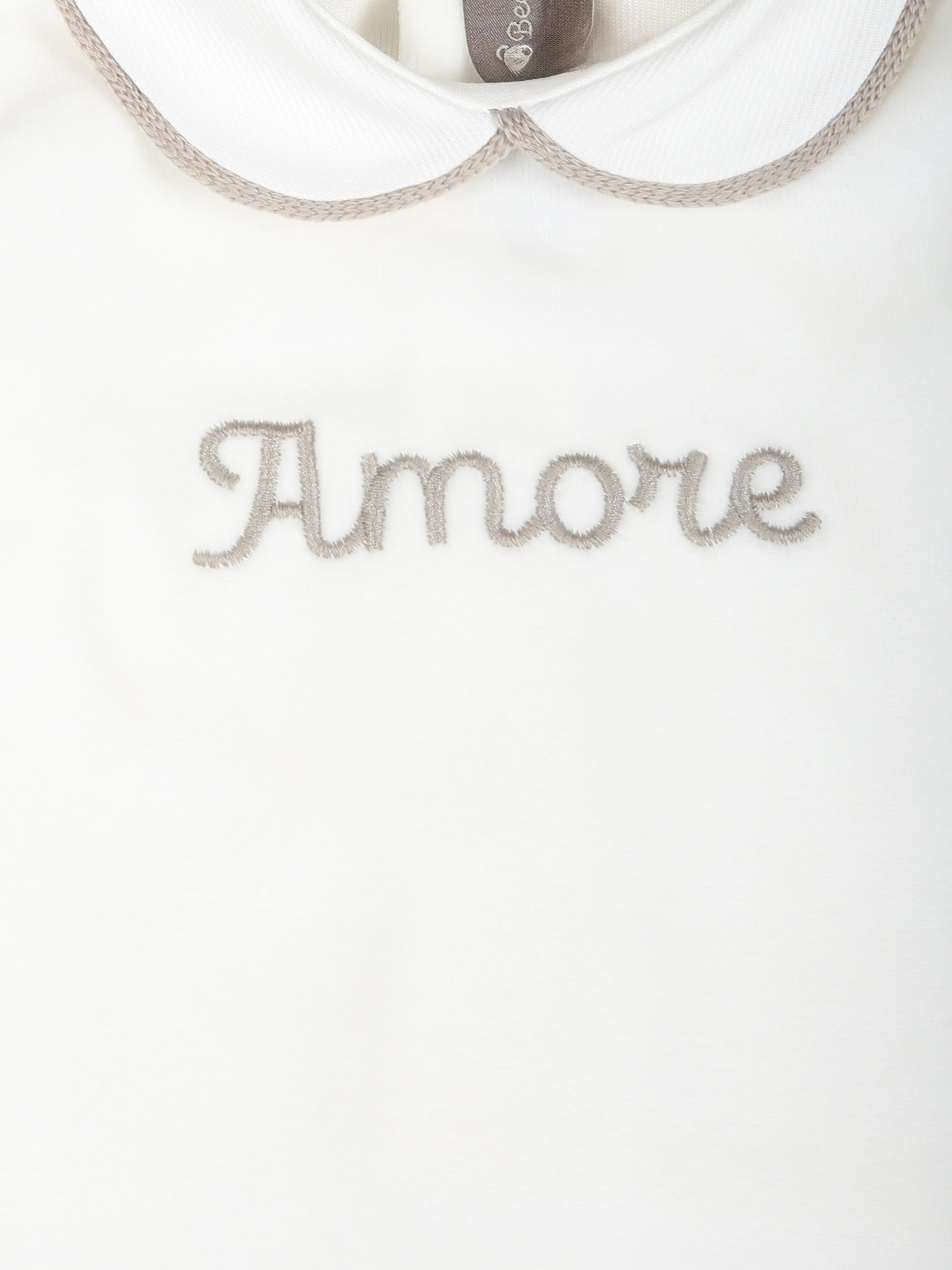 Tutina bianca per neonati con scritta Amore,Little Bear,9036 LATTE/CORDA