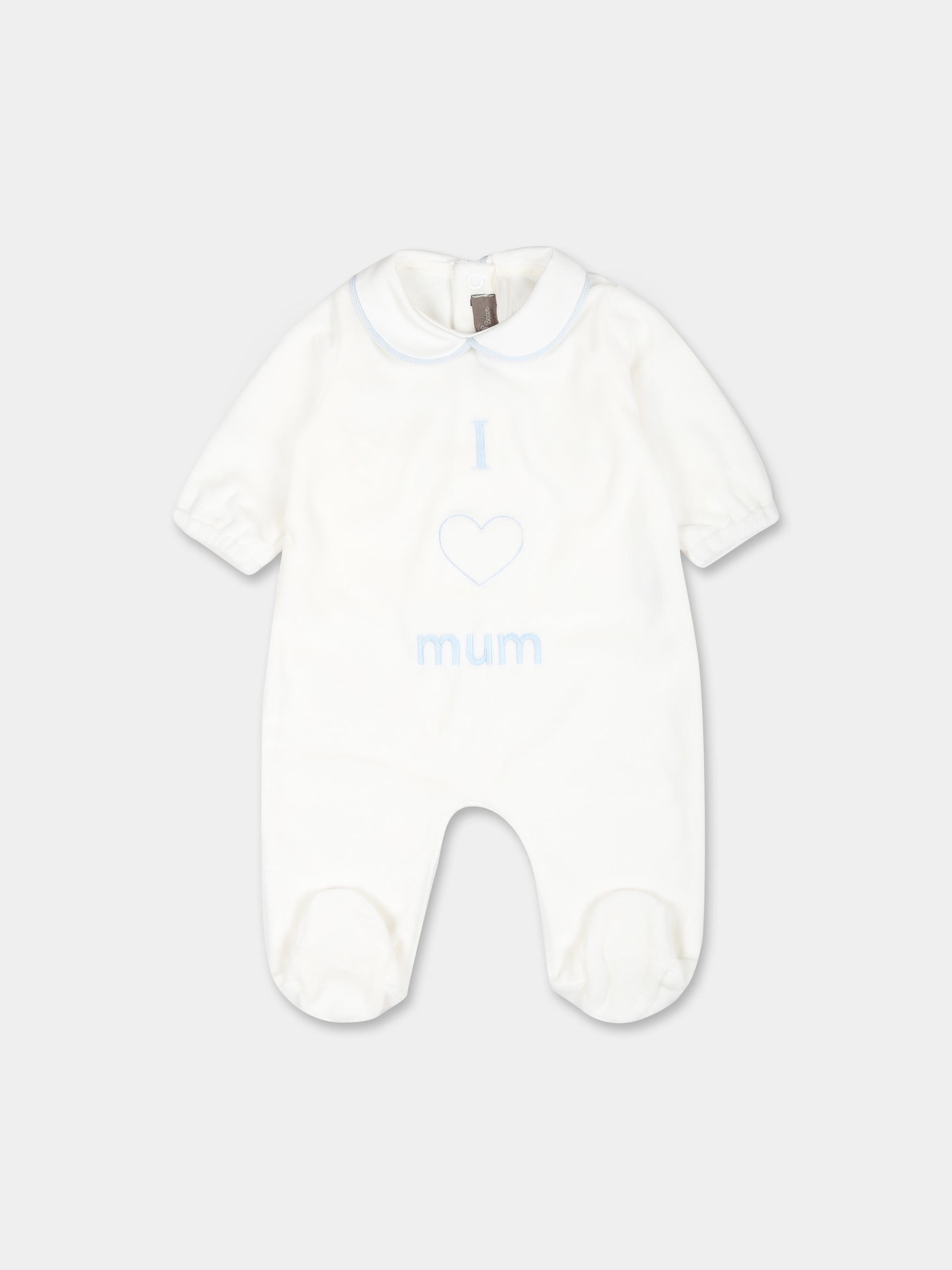 Tutina bianca per neonato con scritta Mum,Little Bear,9038 LATTE/CIELO