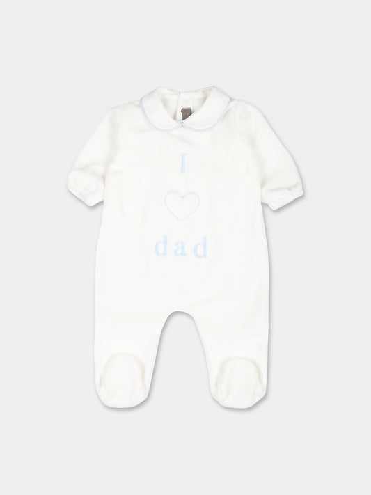 Tutina bianca per neonato con scritta Dad,Little Bear,9037 LATTE/CIELO