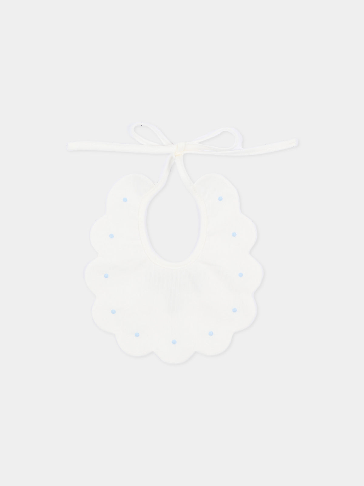 Bavaglino bianco per neonato con pois,Little Bear,2042 LATTE/CIELO