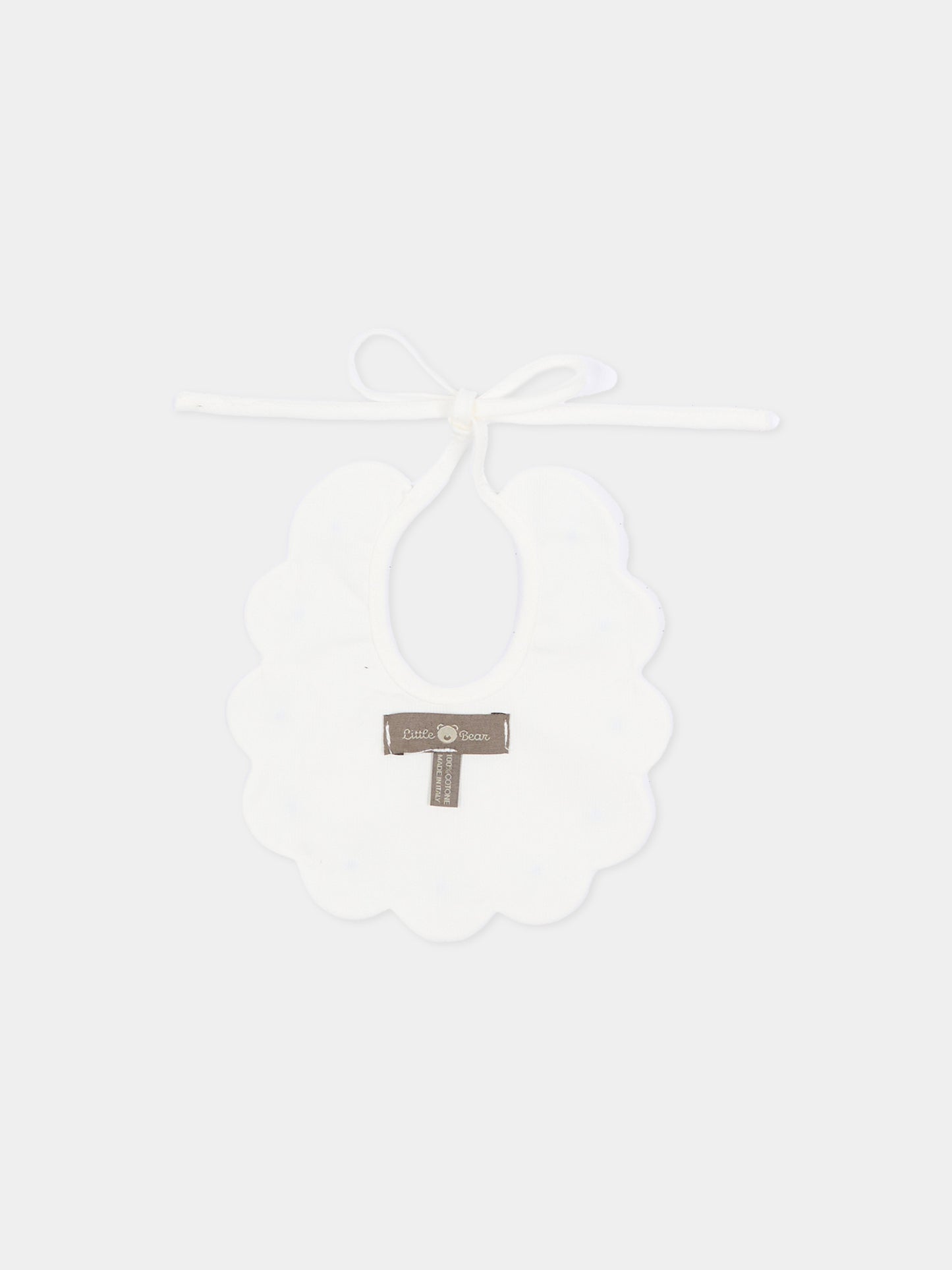 Bavaglino bianco per neonato con pois,Little Bear,2042 LATTE/CIELO