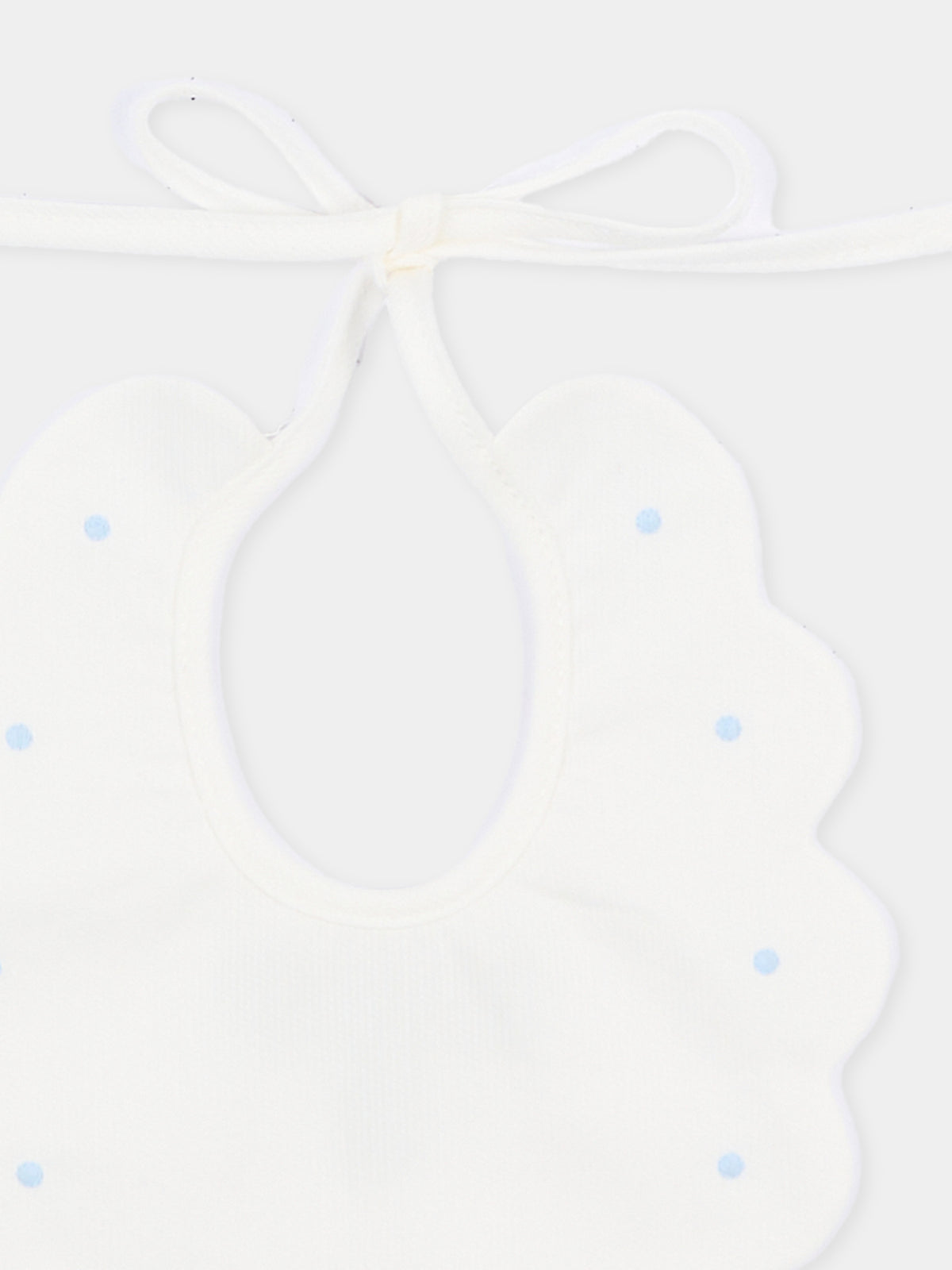Bavaglino bianco per neonato con pois,Little Bear,2042 LATTE/CIELO