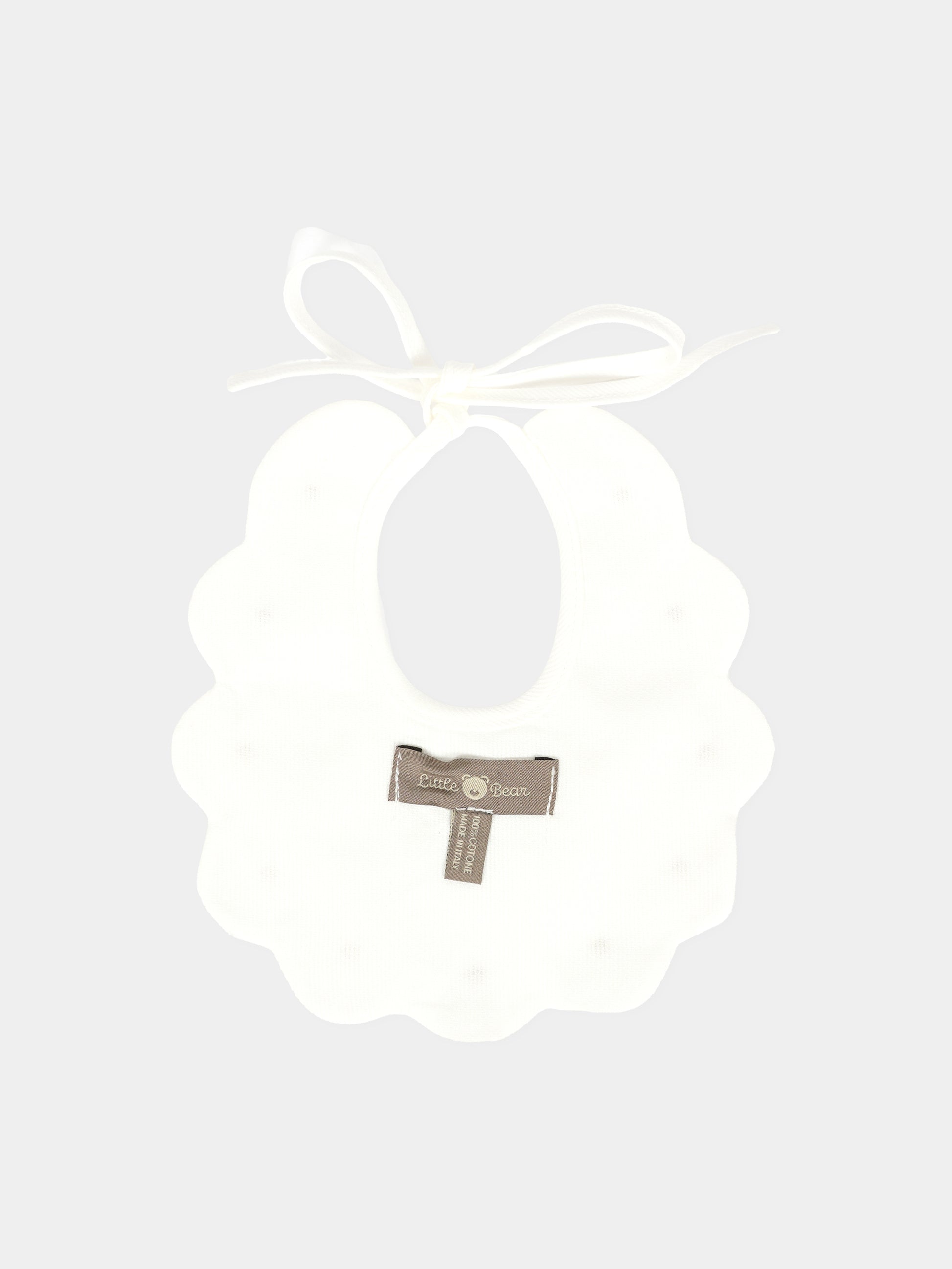 Bavaglino bianco per neonati con pois,Little Bear,2042 LATTE/TORTORA