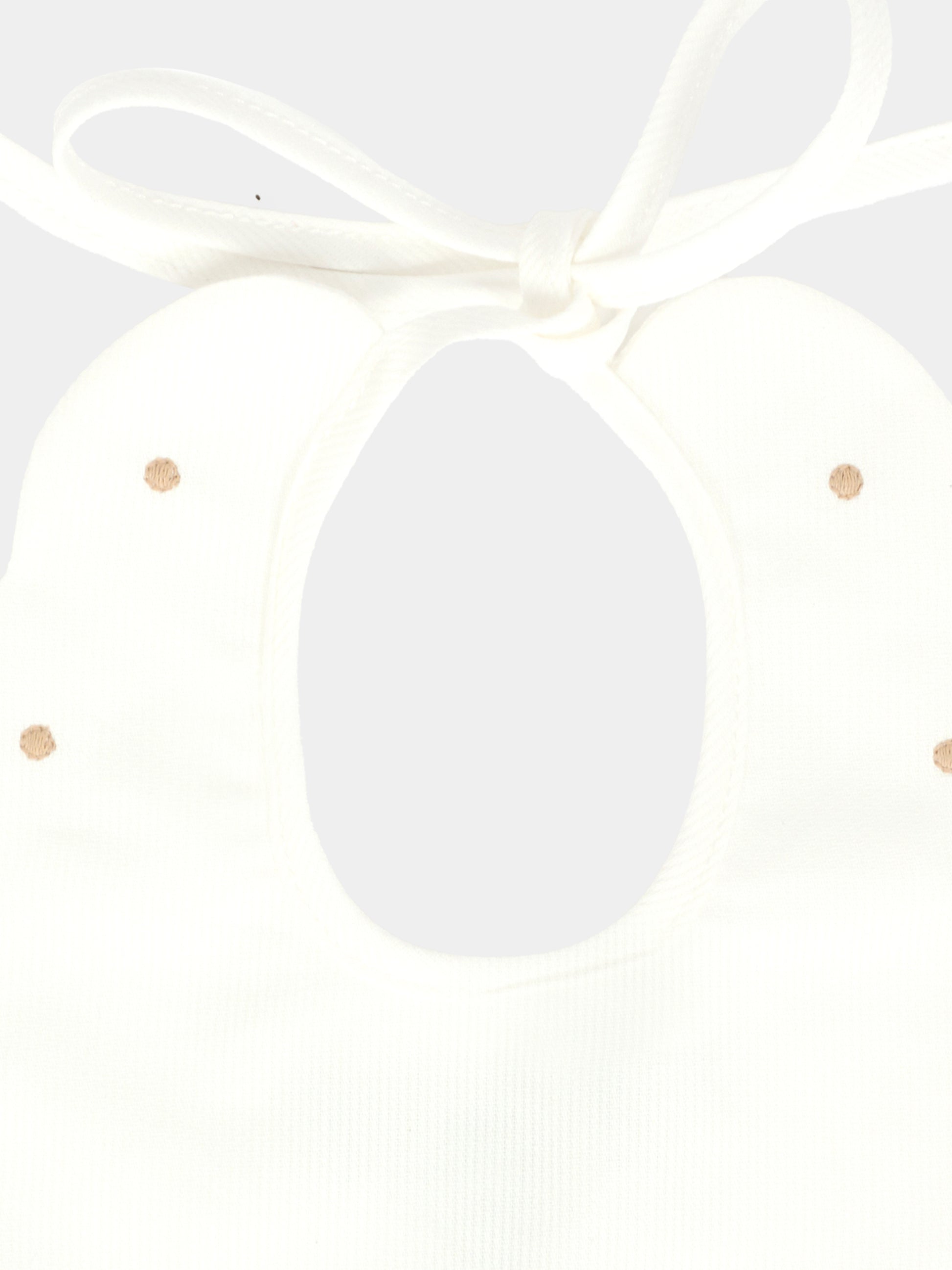 Bavaglino bianco per neonati con pois,Little Bear,2042 LATTE/TORTORA