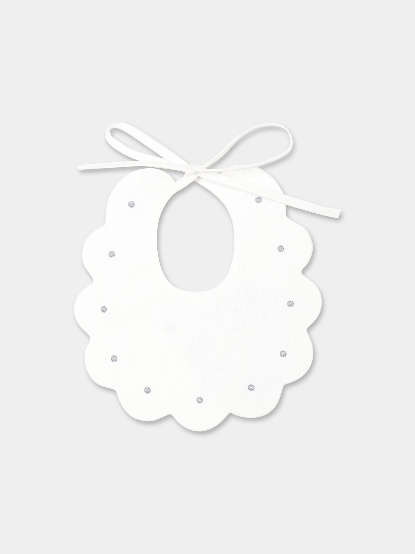 Bavaglino bianco per neonati con pois,Little Bear,2042 LATTE/GRIGIO