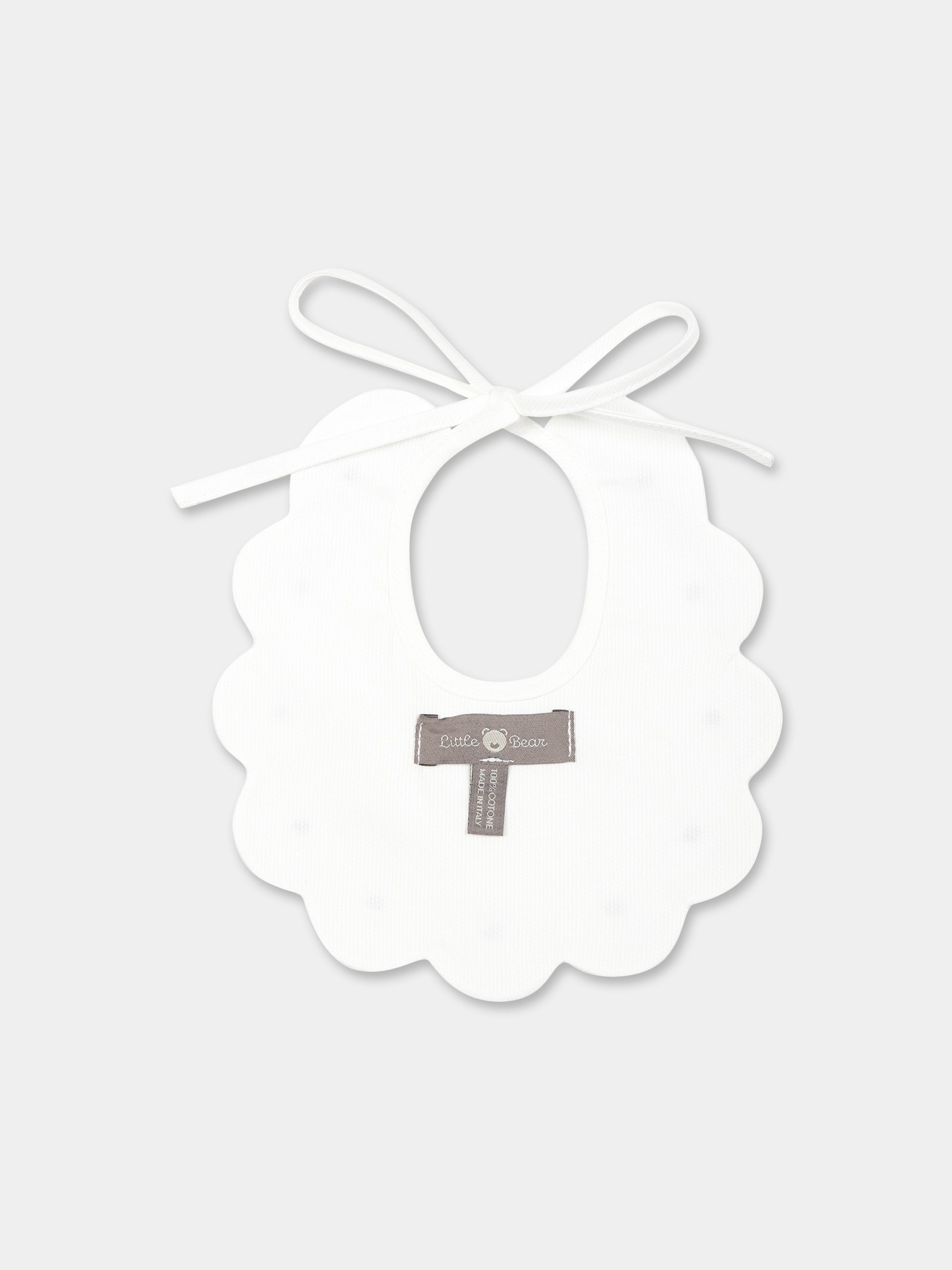 Bavaglino bianco per neonati con pois,Little Bear,2042 LATTE/GRIGIO