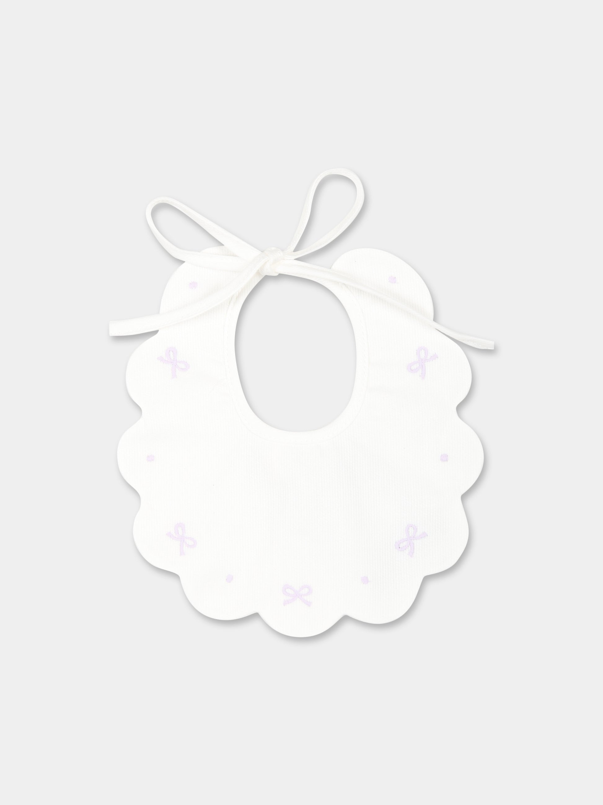 Bavaglino bianco per neonata,Little Bear,2043 LATTE/GLICINE