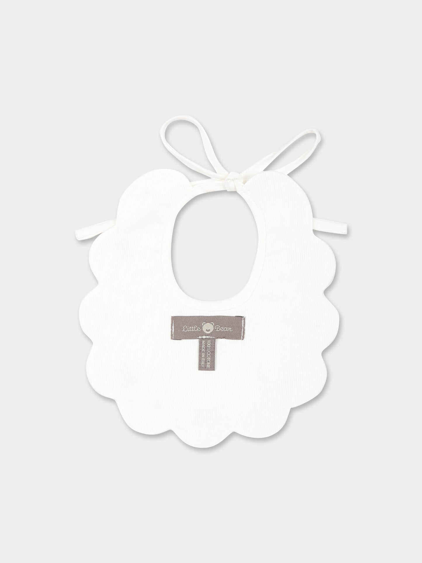 Bavaglino bianco per neonata,Little Bear,2043 LATTE/GLICINE