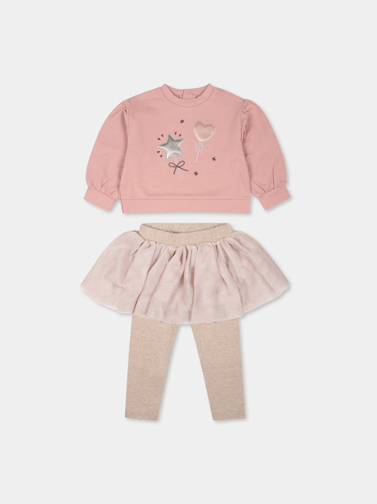 Completo rosa per neonata con stella e cuore,Mayoral,2712 083