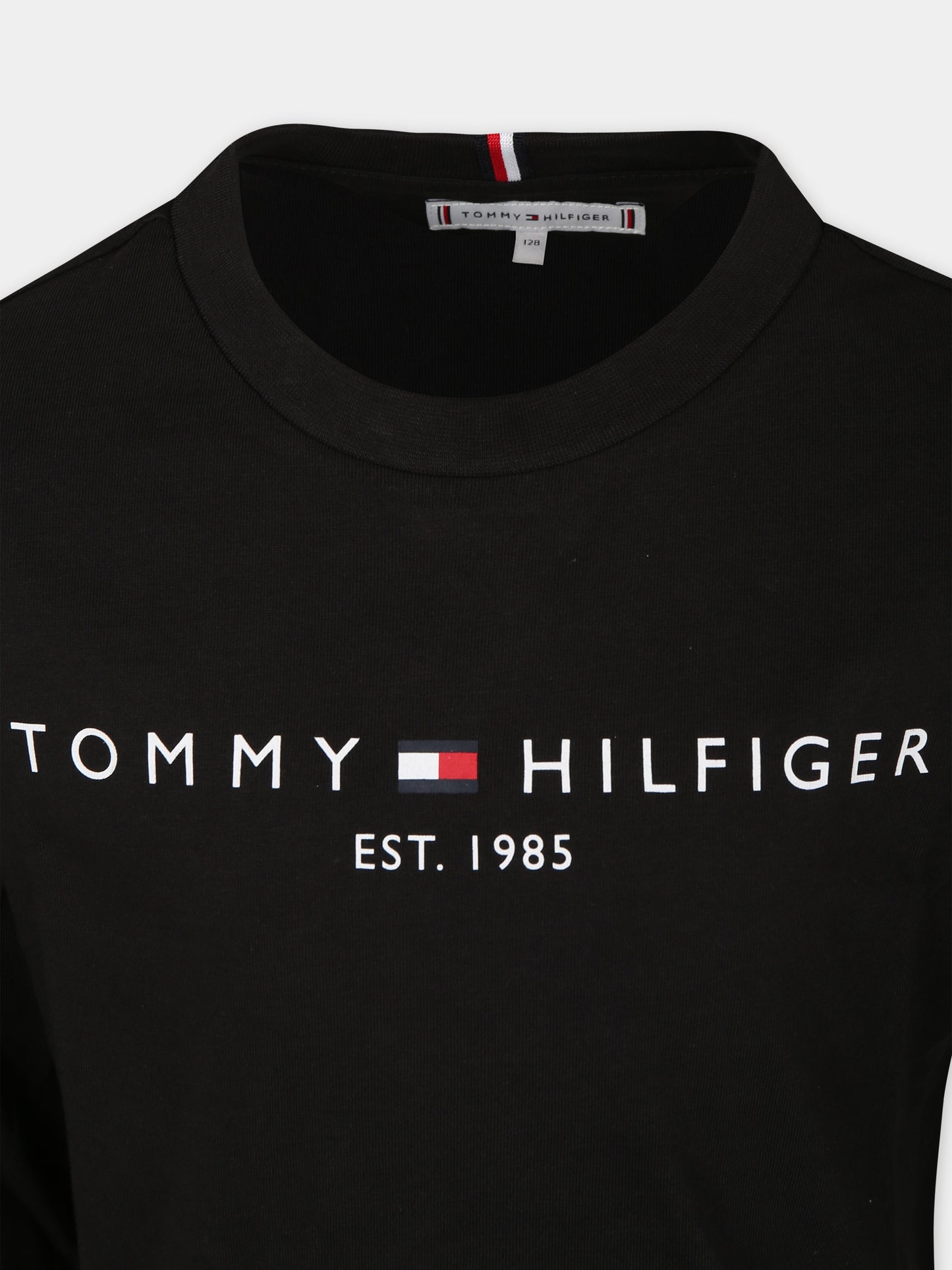 T-shirt nera per bambini con logo,Tommy Hilfiger Junior,23WMTHKS0KS00202T BDS