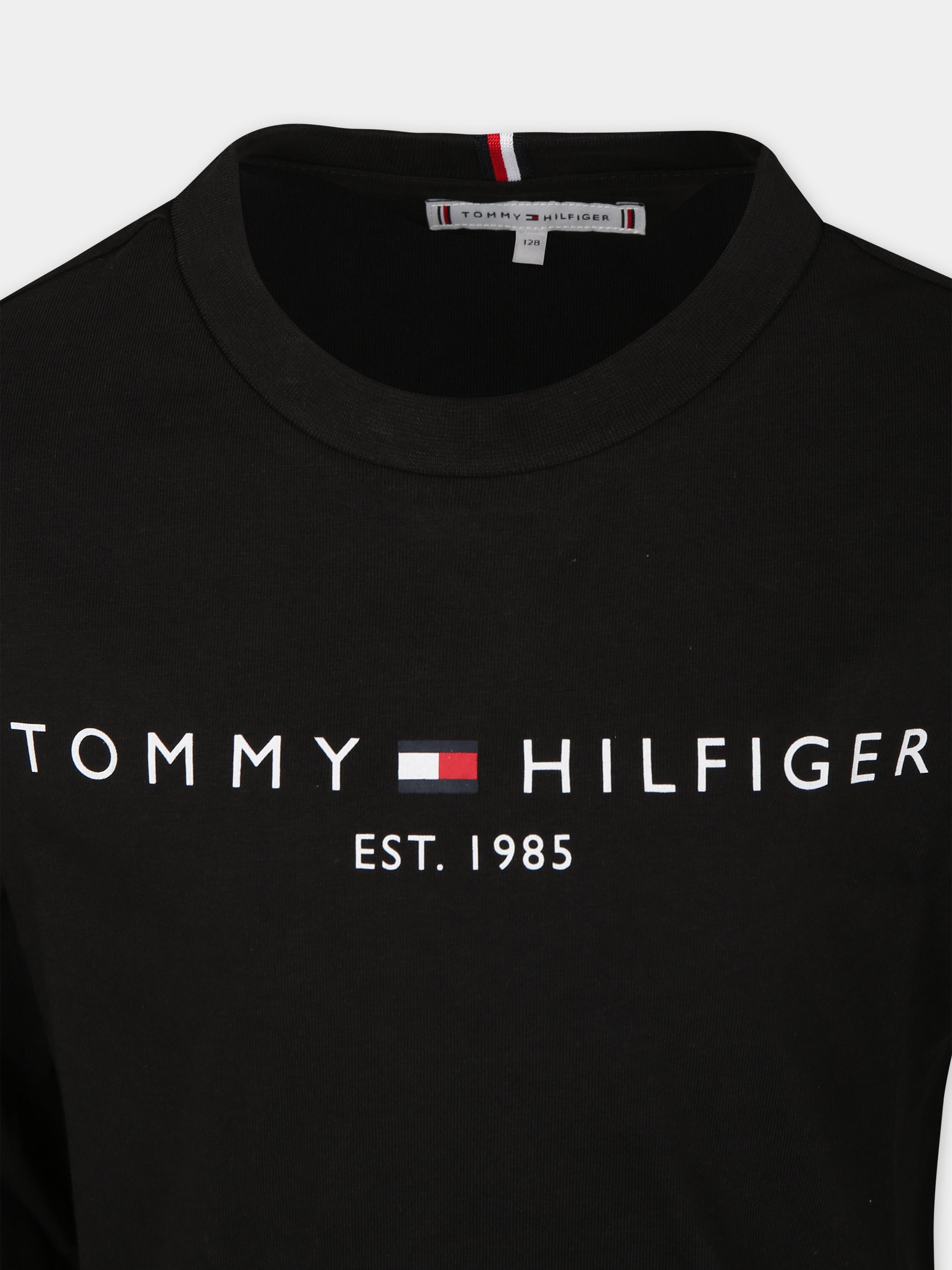 T-shirt nera per bambini con logo,Tommy Hilfiger Junior,23WMTHKS0KS00202T BDS